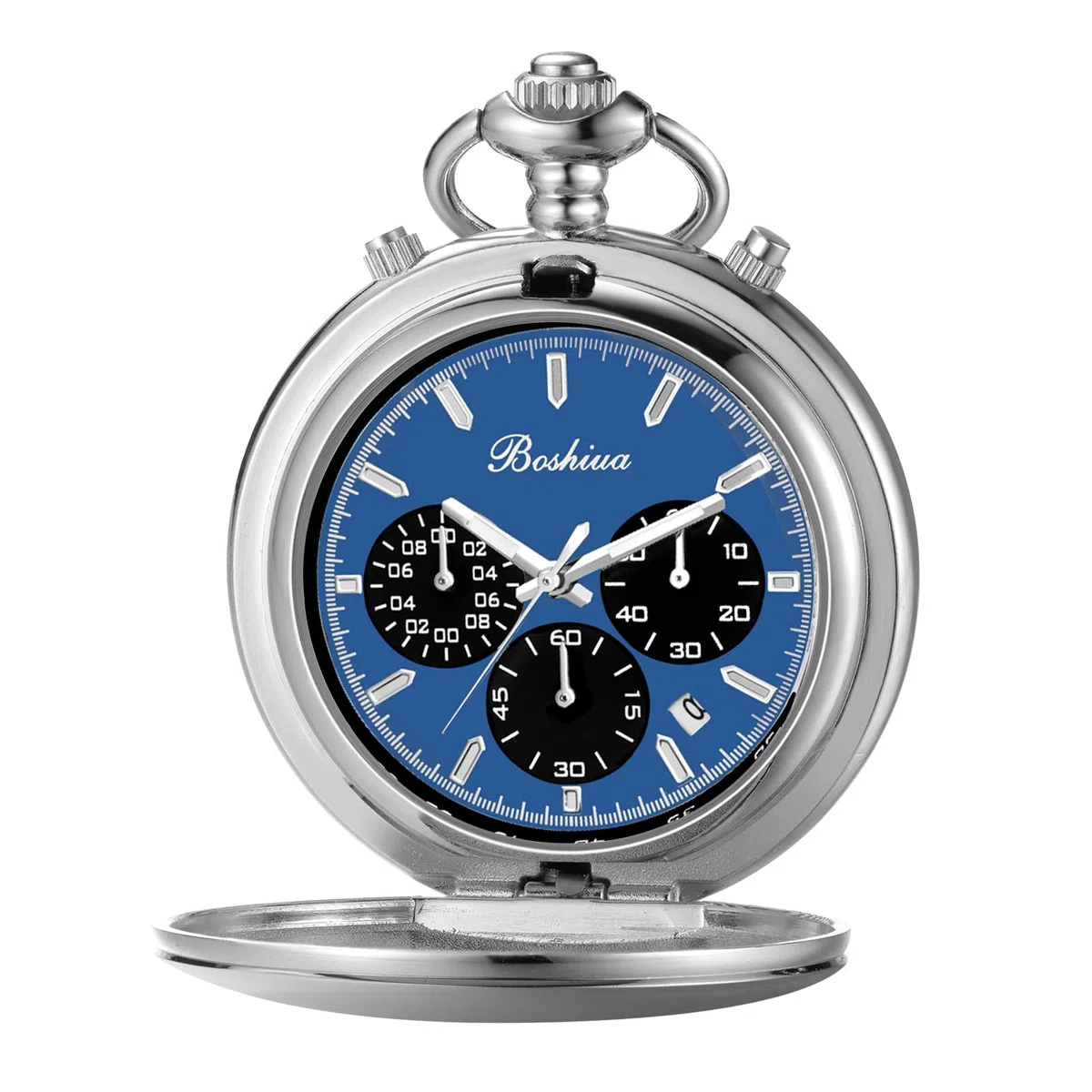 BOSHIYA Relojes de bolsillo de cuarzo suave para hombre, multifuncional, cronógrafo, clásico, vintage, reloj de bolsillo con cadena, Navidad, graduación, cumpleaños, regalo del día del padre