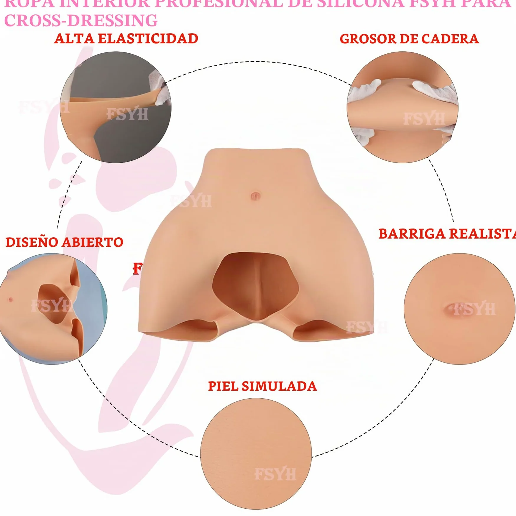 FSYH Pantalones de Silicona Falso Trasero Cadera realzador Shapewear Bragas Push up Panty para Las Mujeres transgénero Drag Queens