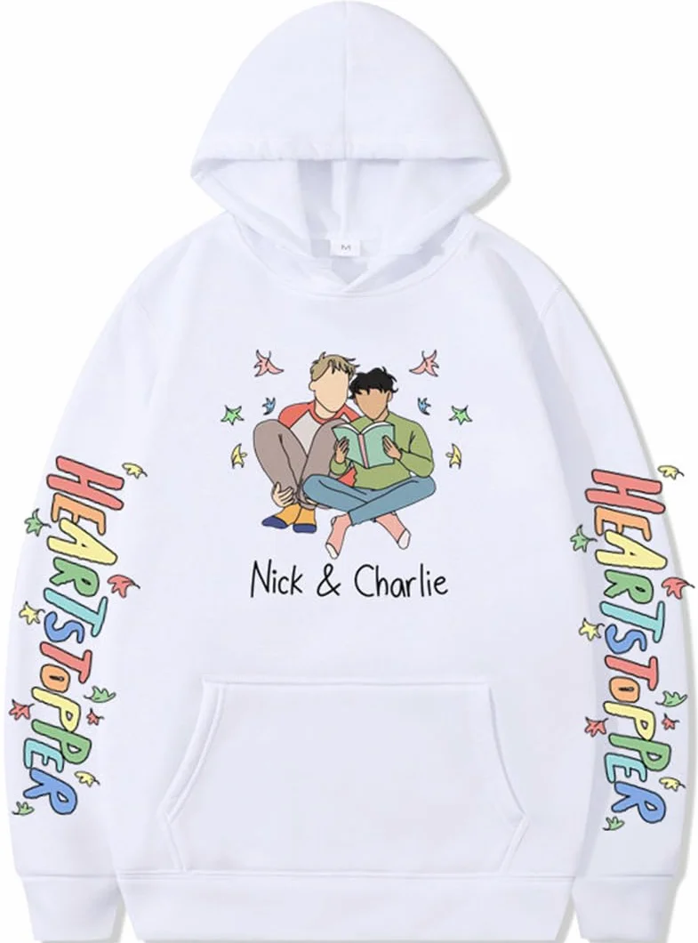 Sudadera Heartstopper para Hombre con Estampados Nick y Charlie Manga Larga TV-Series