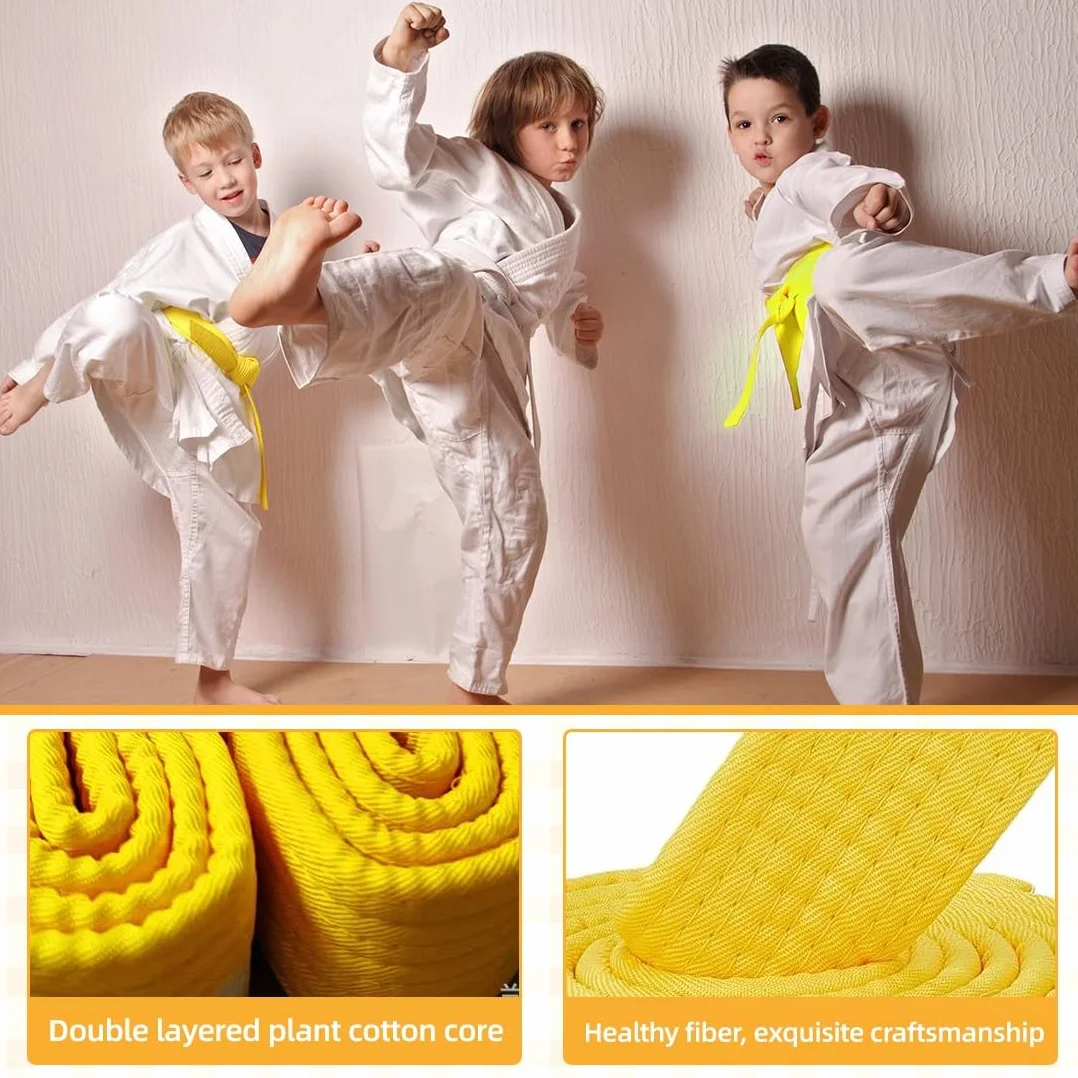 JEYORZY 240cm Cinturón Judo Karate Taekwondo Aikido Artes Marciales Tela Gruesa Adultos Niños Amarillo