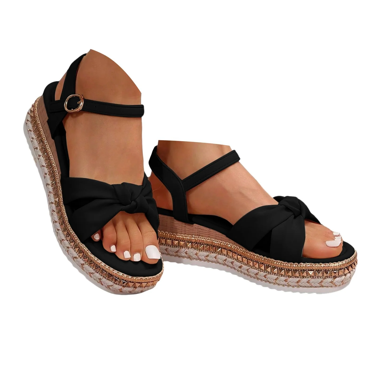 Genérico Sandalias Cós De Verano Para Mujer Sandaliasde Verano Para Mujer, Sandalias De Cuña Ajustables Con Soporte El Del Pie Cuña Estilo Casual Elegante Con Pedrería