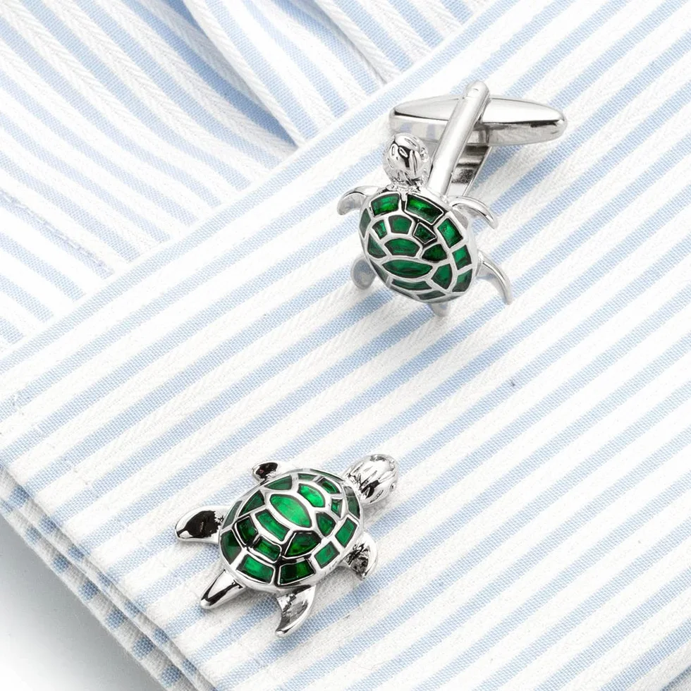 Gemelos de tortuga vintage con diamantes de imitación franceses con caja de regalo para hombres, fiestas, reuniones, bodas, uso diario