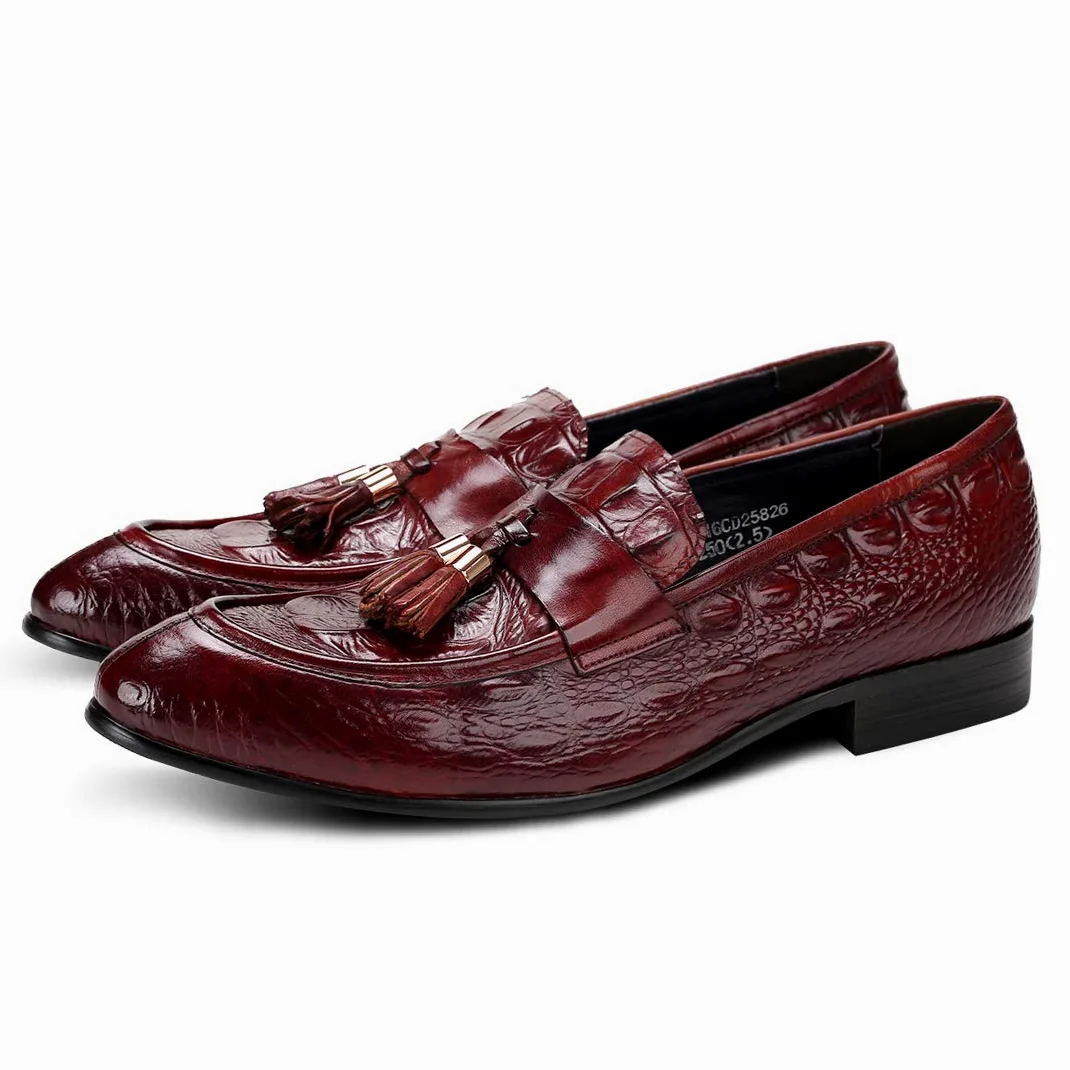 Mocasines Formales en Cuero para Hombre Loafers Casuales Negocios Zapatos de Vestir con Borlas