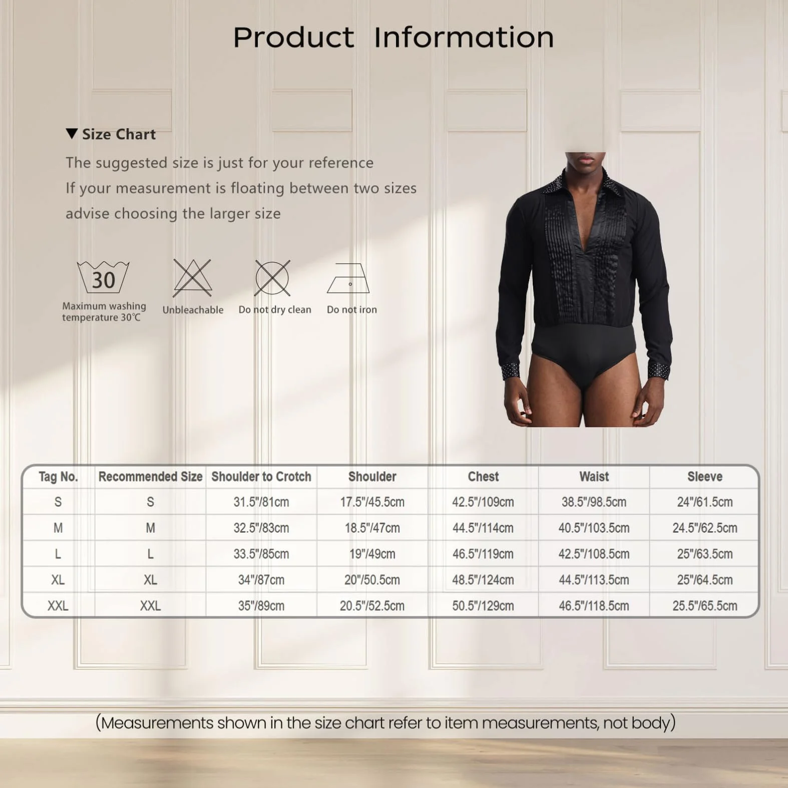 Aislor Maillot De Baile De Patinaje Artístico Para Hombre Body Plisado Manga Larga Cuello V