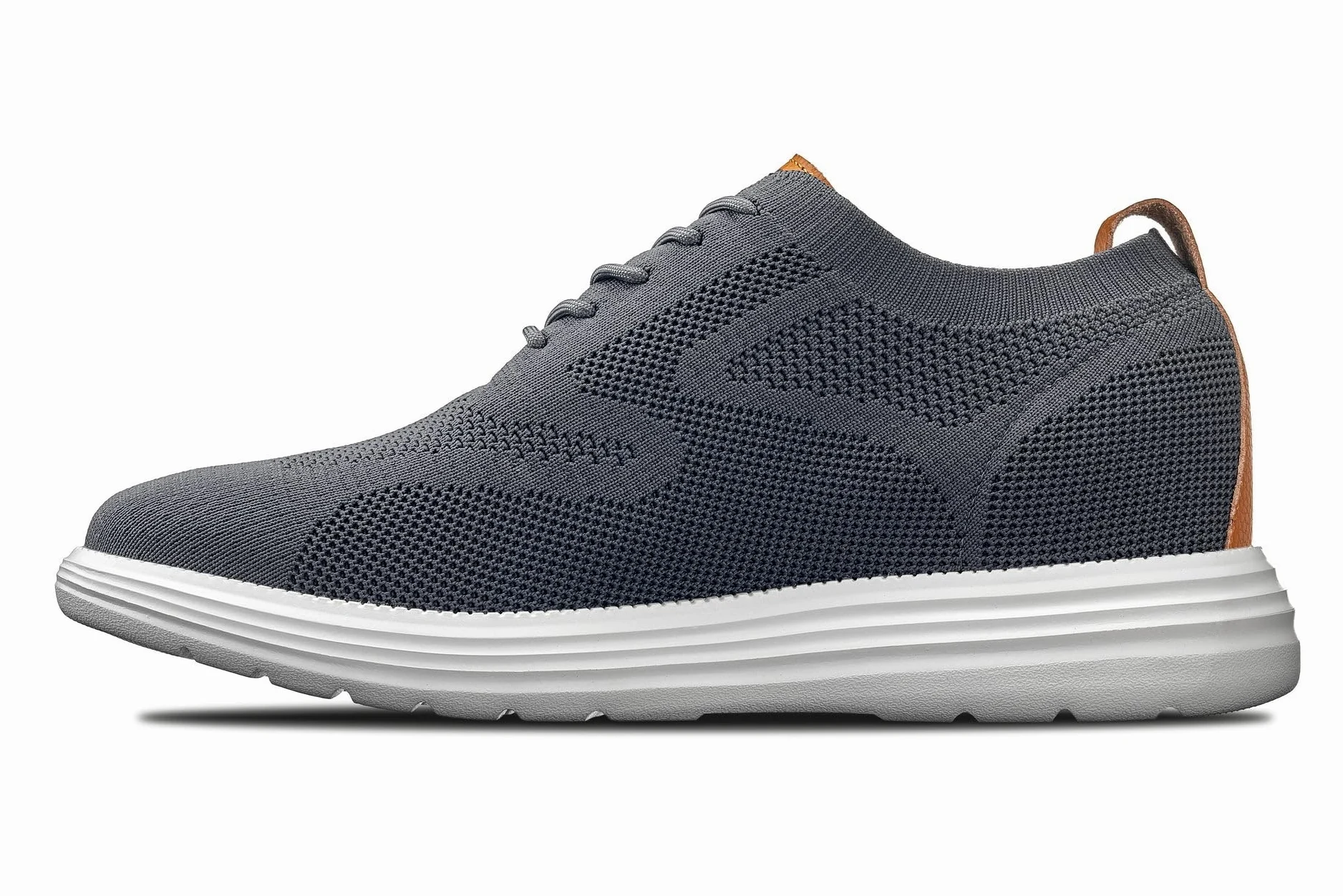 CALTO Zapatos de elevación invisibles para hombre con aumento de altura, ultraligeros, con cordones, de punto, deportivos, 7,1 cm más altos