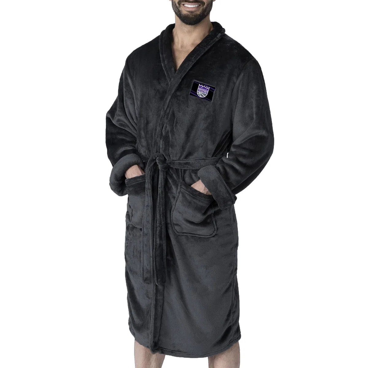 Northwest Bata de baño para hombre con parche de transferencia de tacto sedoso, color negro, talla XL, Fast Track Negro, XL