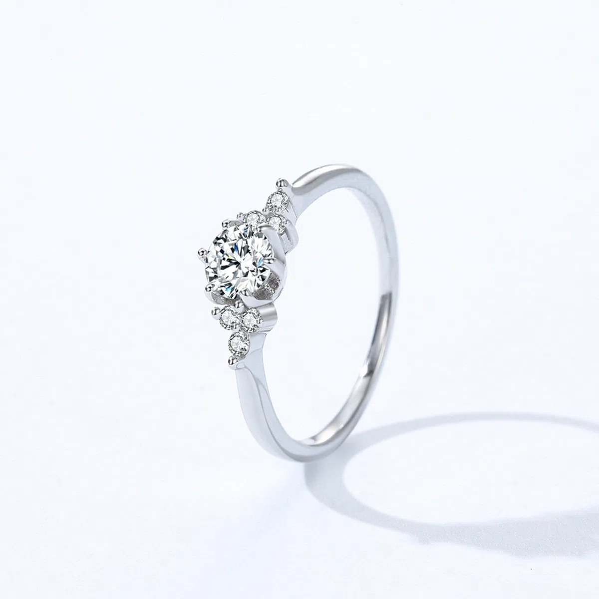 Anillo para mujer, diamante cultivado en laboratorio de 0,5 ct, anillo de compromiso, oro blanco, elegante, anillo de boda, anillo de aniversario para mujer