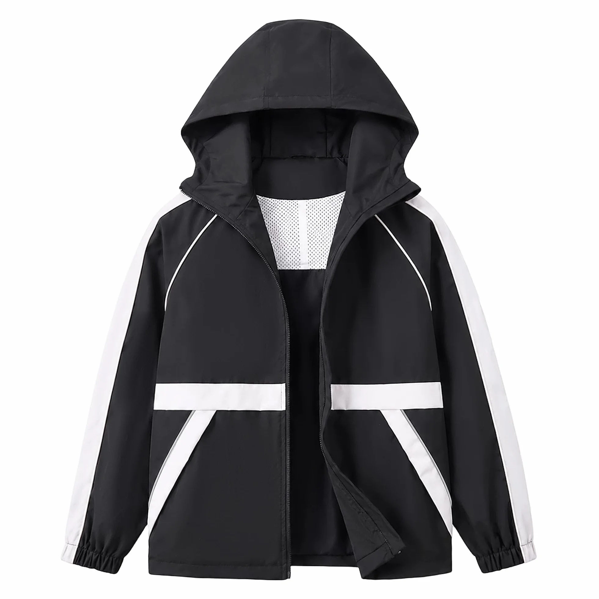 Rolanko Chaqueta Impermeable con Capucha para Niñas, Chaqueta Cortavientos Ligera con Cremallera para Niños