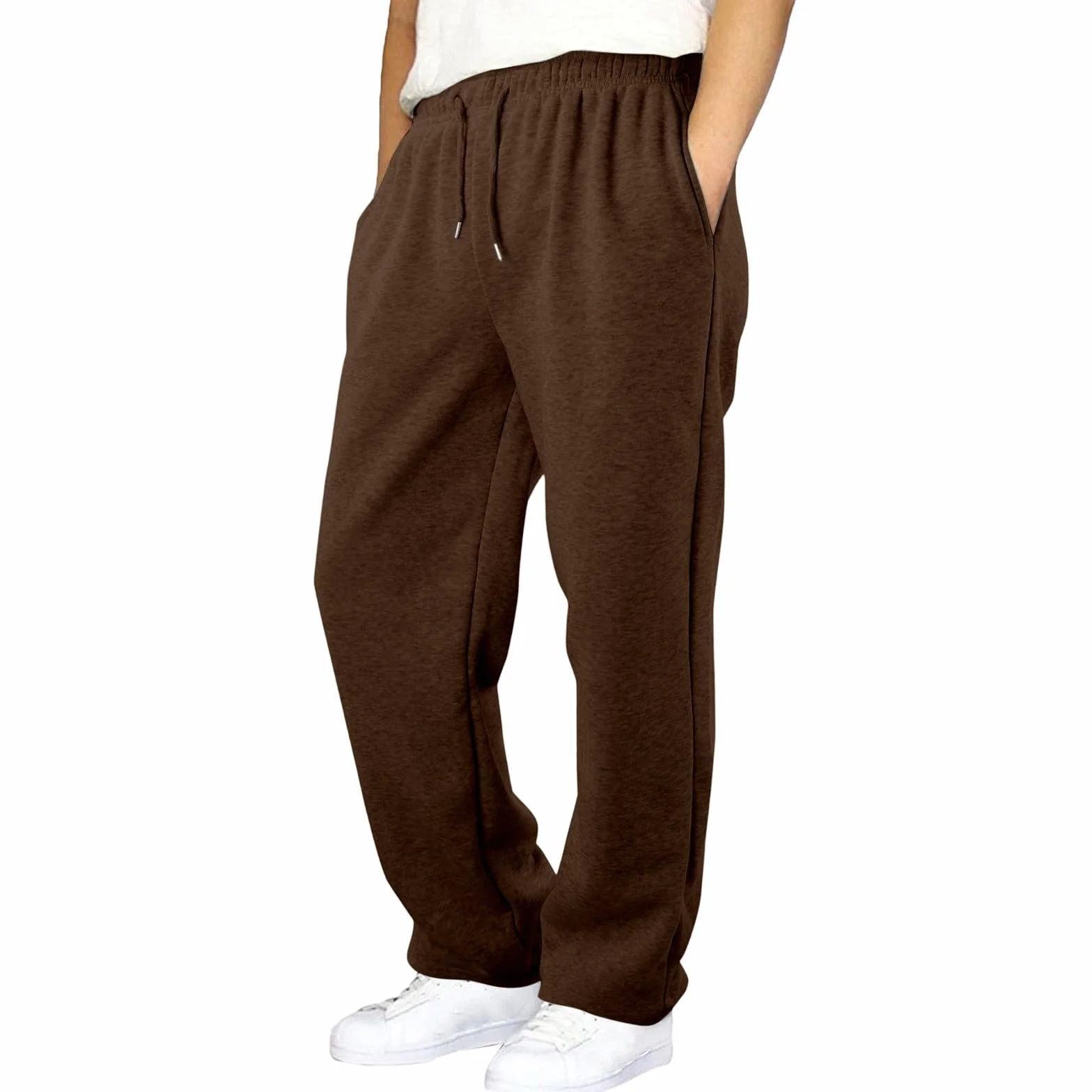 Pantalones casuales para niños cintura elástica cordón ajuste holgado pierna ancha chándal