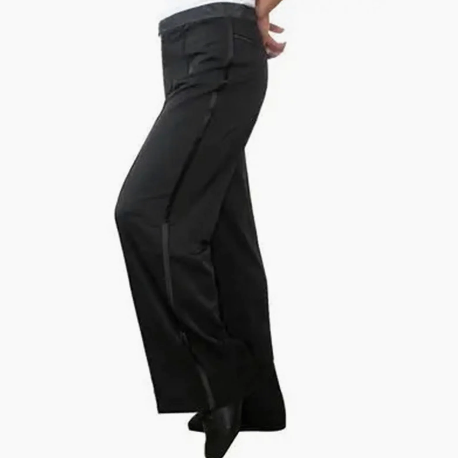 Pantalones De Baile Latino Hombre Pantalones de Baile Latino/Jazz for Hombre, Negros, for salón, for práctica y actuación(Black Lace Section,Waist 80CM)