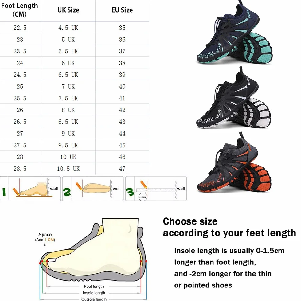 Surwin Escarpines Hombre Mujer Zapatillas Barefoot Minimalistas Trail Running Secado Rápido Zapatos de Agua