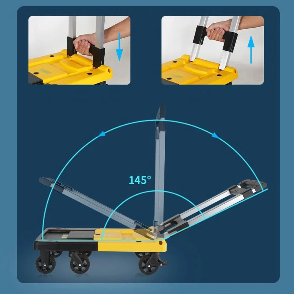 Carro de mano portátil plegable resistente con ruedas para equipaje de viaje, cajas de carga, oficina en casa, garaje