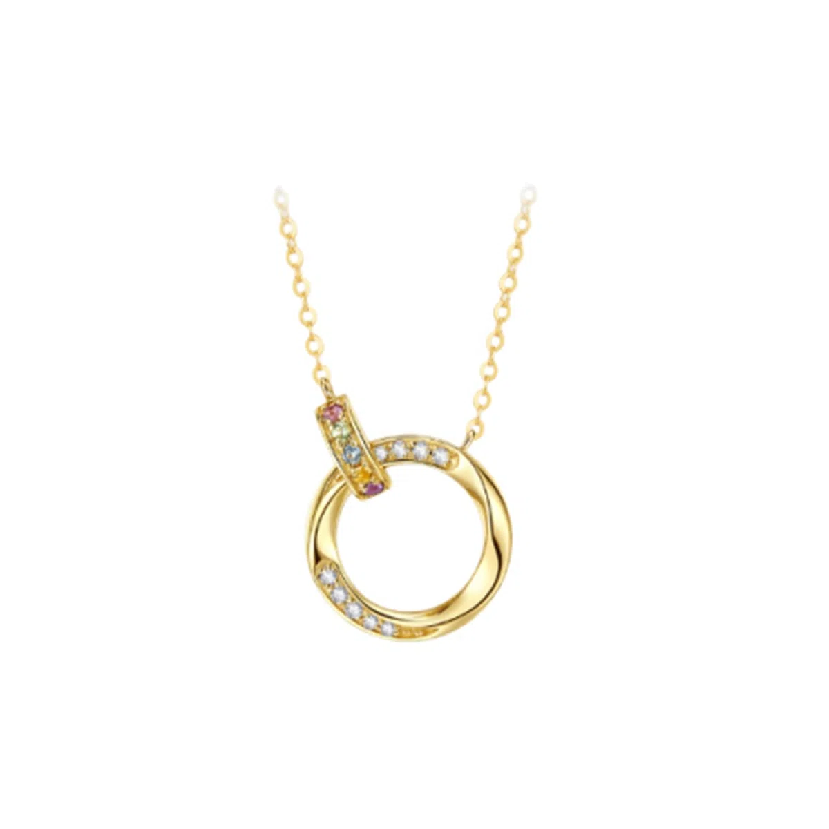 Collares de oro amarillo para mujer, colgante circular trenzado con piedras preciosas coloridas, turmalina, peridoto, amatista, citrino, topacio, diamante