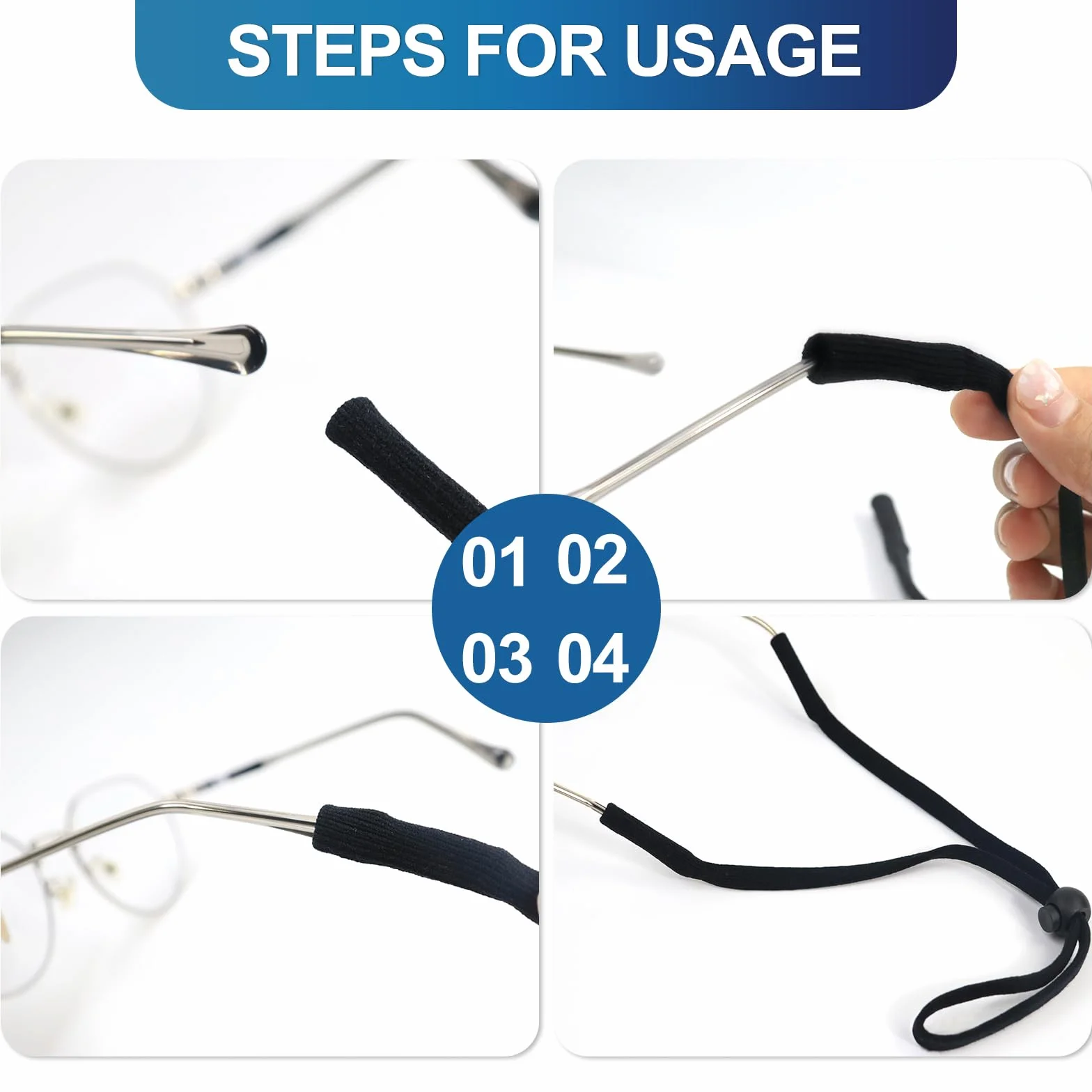 Qufiiry 5 Piezas Cordones para Gafas Ajustables Antideslizante para Gafas Deportivas y de Sol