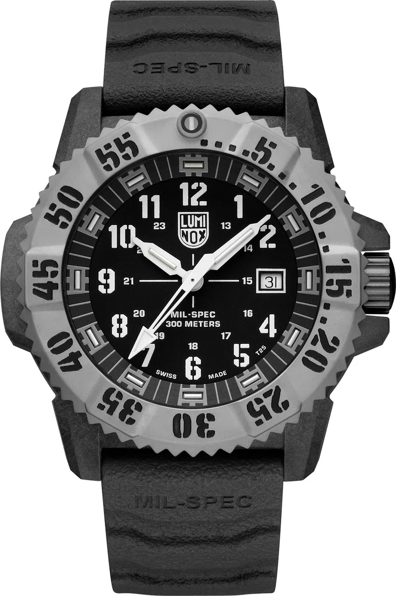 Luminox Reloj analógico de Cuarzo Suizo para Hombre con Correa de Goma XL.3351.1. Set, Negro, Correa