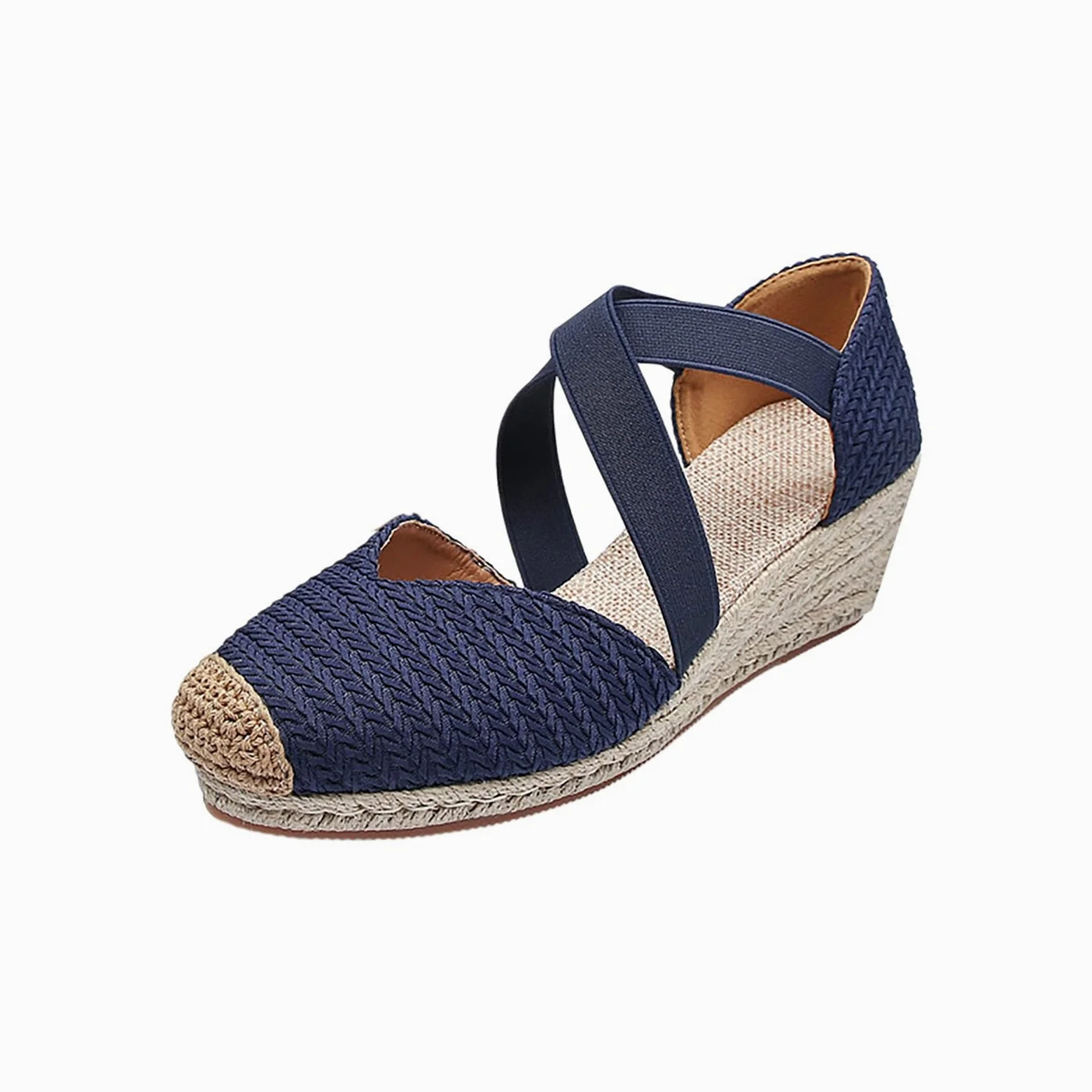Plataforma Espadrille Sandals - Sandalias de mujer con cordones para verano, zapatos de playa con puntera cerrada, sandalias romanas, sandalias de cuña, sandalias de tiras adaptables para verano y