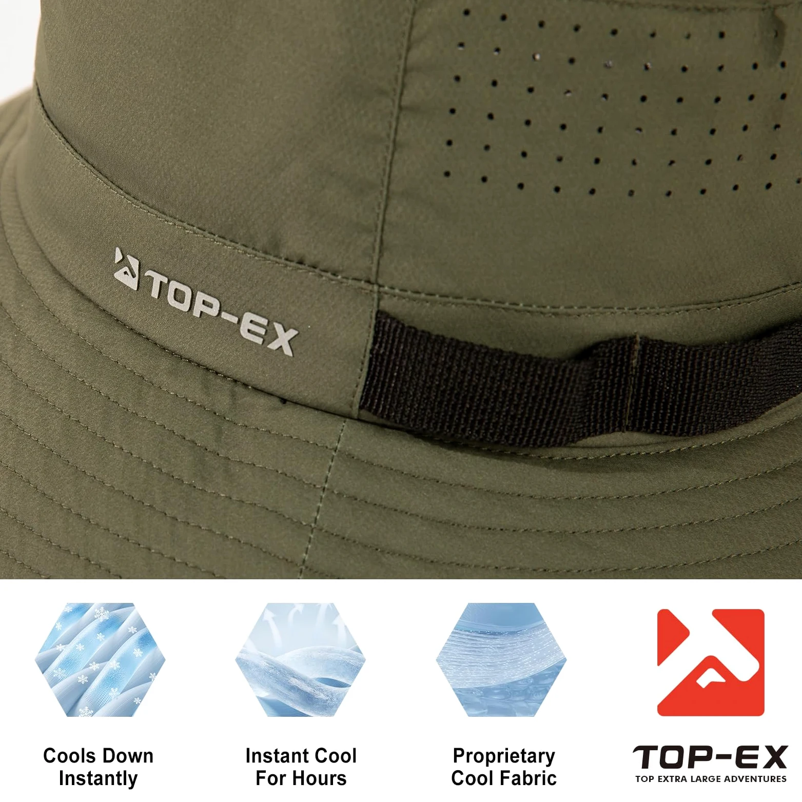 TOP-EX Sombrero de pescador refrescante para hombre, transpirable, protección UV, sombrero de sol para mujer, sombrero de verano al aire libre con ala ancha, sombrero de safari plegable