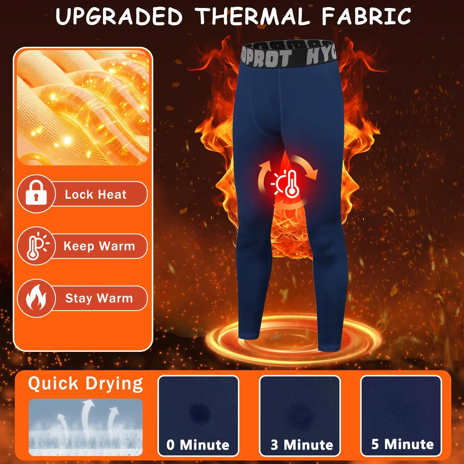 HYCOPROT Pantalones Térmica de Compresión para Niños Tights Leggings con Forro Polar Transpirable Mallas Térmicos de Secado Rápido Ropa Interior para Correr Fútbol y Baloncesto