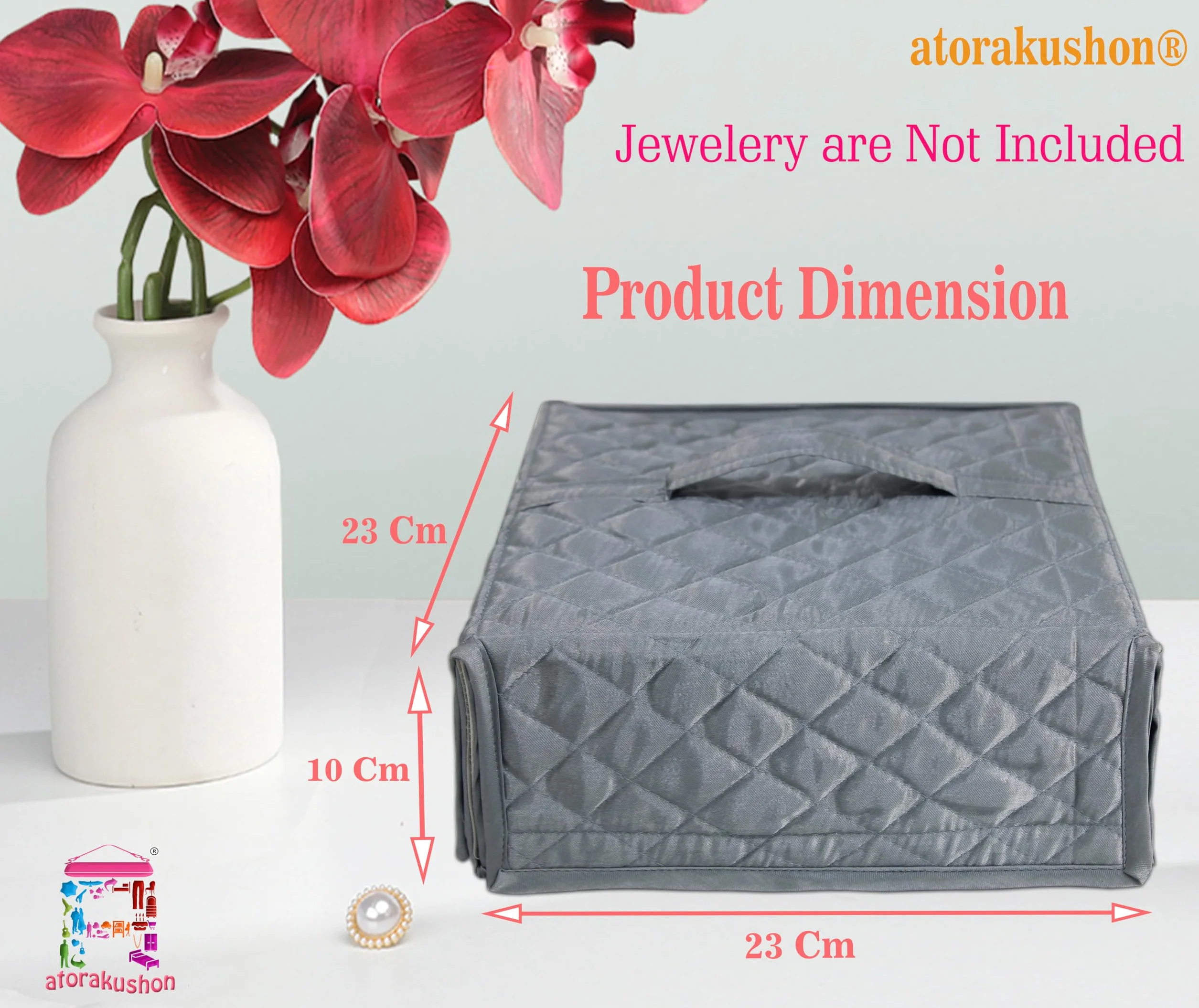atorakushon Organizador de viaje plegable transparente con cremallera para collares, aretes, anillos, pulseras, color gris
