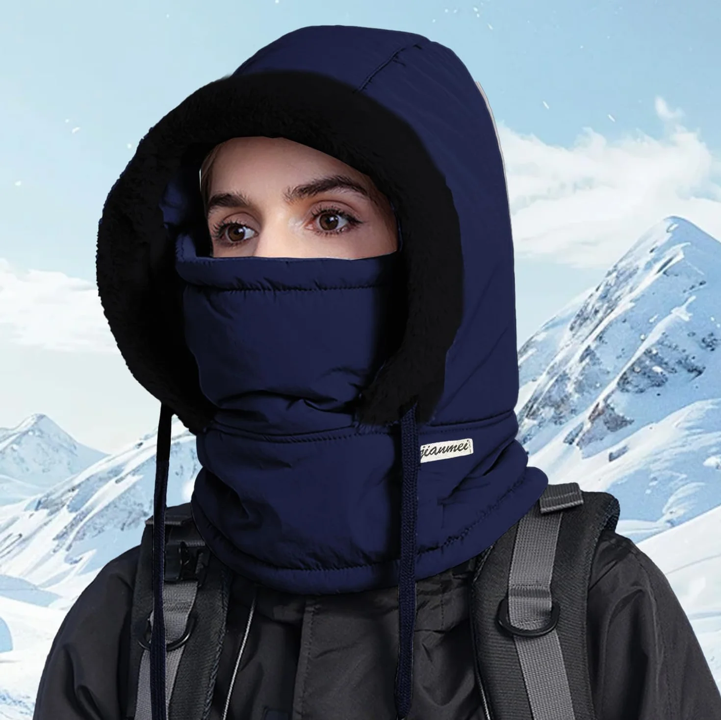 Gorro de Esquí Bufanda con Capucha Sombrero con Capucha Forro Polar Mujer 2 en 1 Cálido Balaclava Invierno