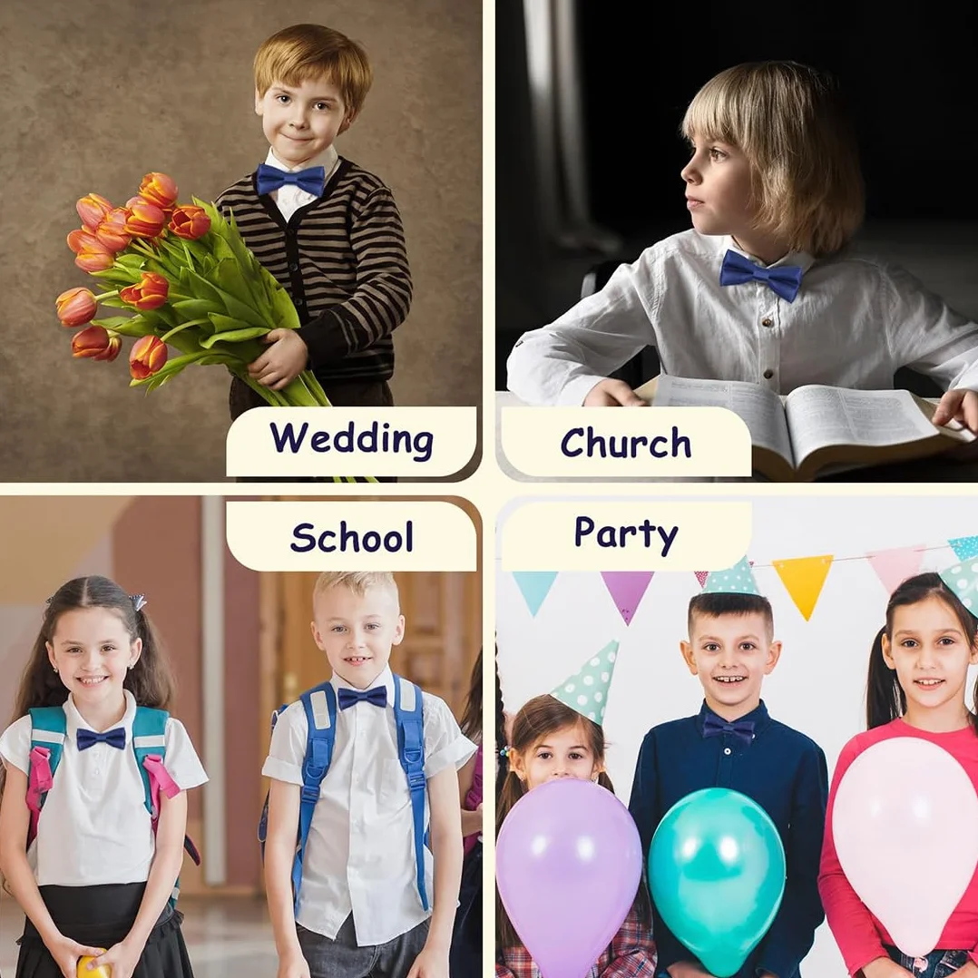 Corbata para Niños Ajustable de Seda Pre-Atada para Graduaciones y Bodas