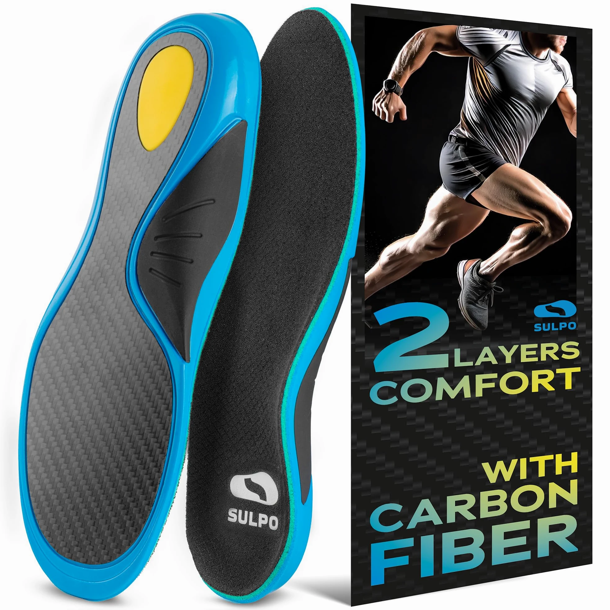 Plantillas deportivas SULPO hechas de fibra de carbono con soporte de arco para mayor comodidad y soporte Tamaño 37-38