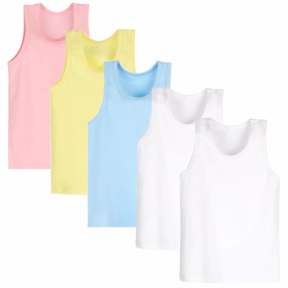 Paquete de 5 Chalecos Tipo Camisola para niñas, Camisetas Interiores Suaves sin Mangas para niños, Camisetas sin Mangas Lisas, Ropa de Baile de Gimnasia de Ballet con Espalda Cruzada