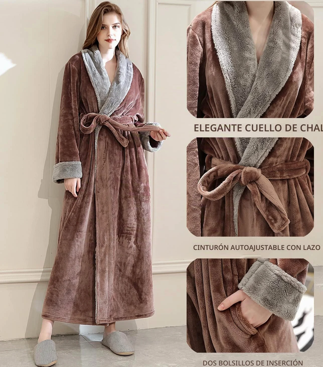 CaiDieNu Albornoz para Mujer Microfibra Bata de Baño de Senora, Disponen, Talla M L XL