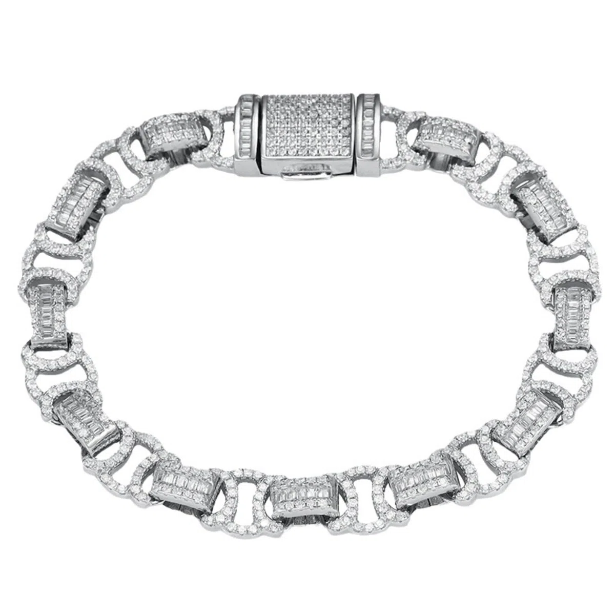 Pulsera de cadena de eslabones cubanos de 8 mm para hombre, pulsera de plata de ley 925 con circonita cúbica 5A+ para hombre, hipoalergénica, 17-20 cm