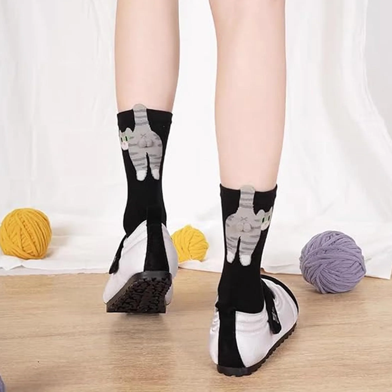 calcetines de gato, 2 pares de calcetines divertidos, 3D, 34-43, para hombres y mujeres, Halloween