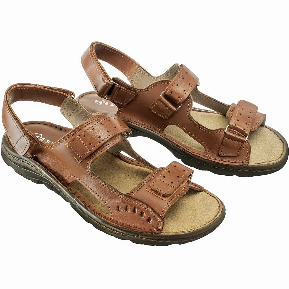 ESTRO Sandalias Hombre Verano Cuero - Sandalias Hombre Cuero Chanclas Piel con Suela Goma Antideslizante s2