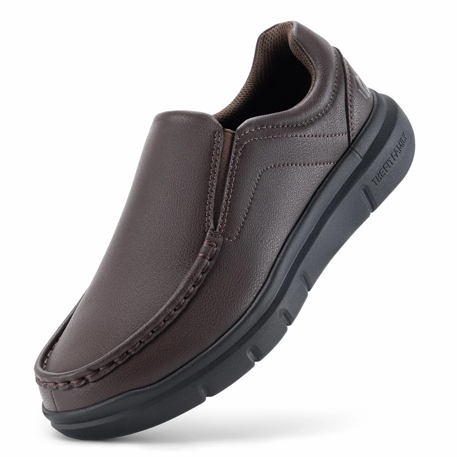 FitVille Zapatos para Hombre Extra Anchas Zapatillas Hombres Zapatos de Piel Casuales Slip-on Mocasines Sin Cordones Comodos