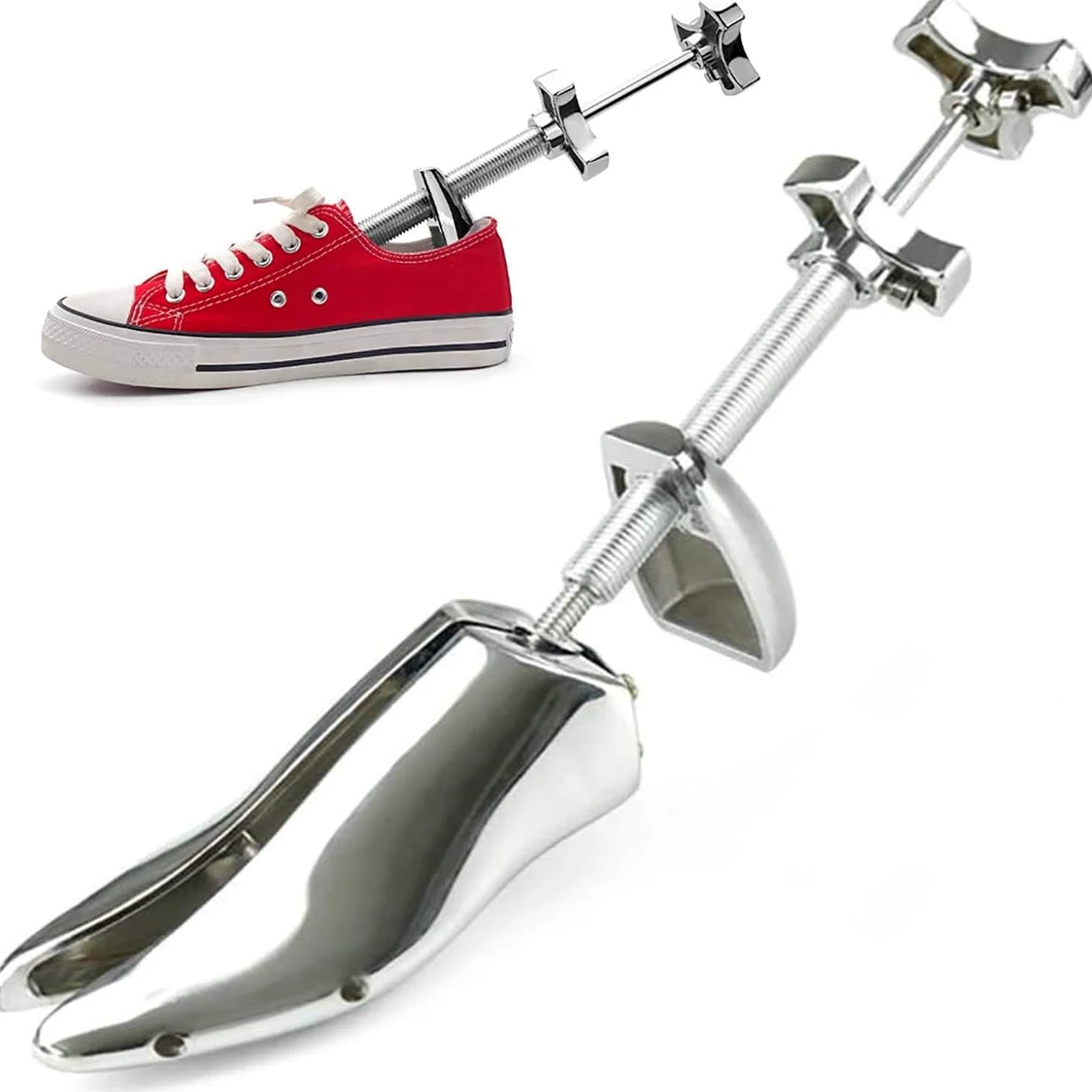 ZORZA Hormas para botas, hormas para zapatos, alargadores y extensores de zapatos, hormas para zapatos ajustables para pies anchos,Camilla de zapatos de aleación de aluminio,Plata,35~42