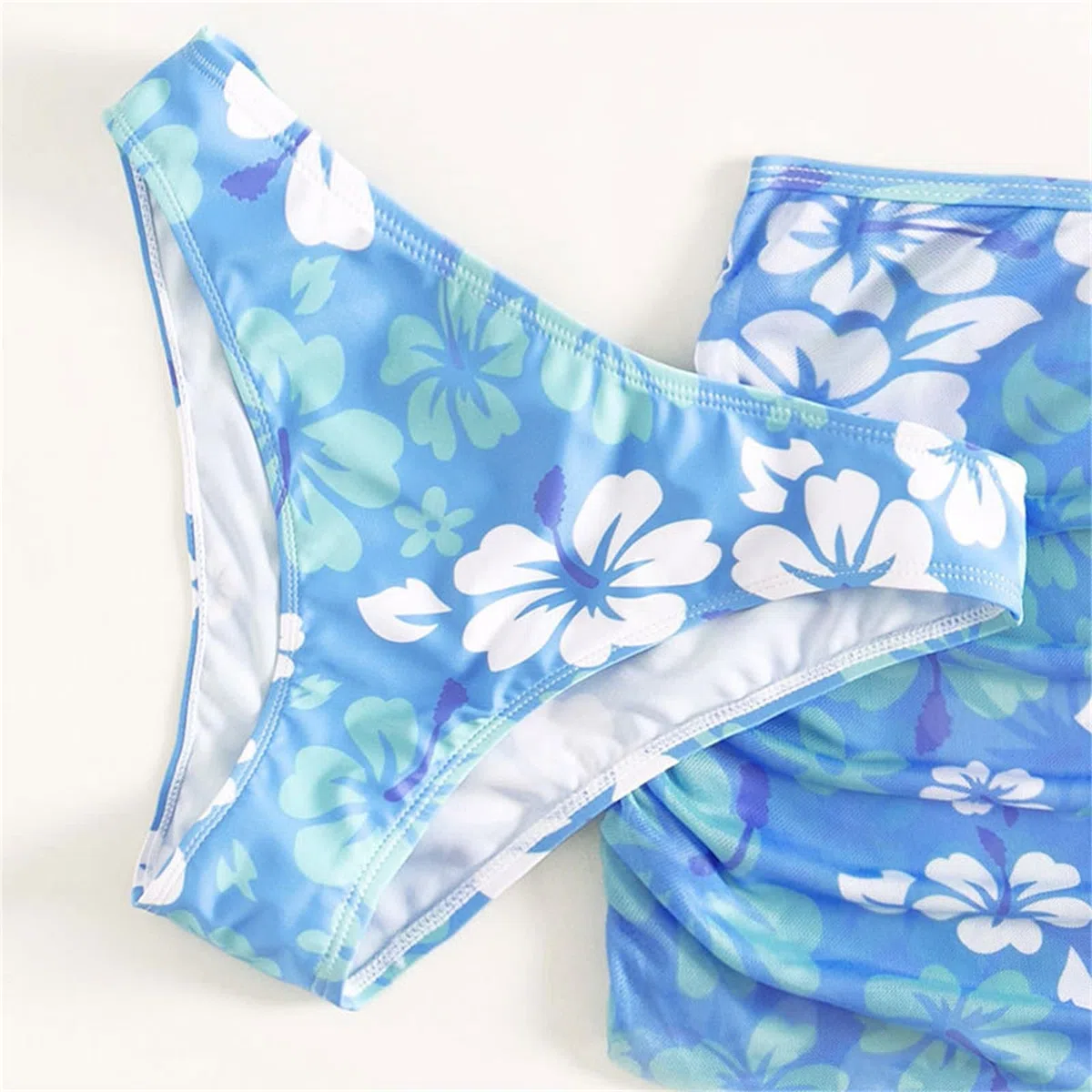 Tankini para niña, traje de baño para niños, niñas, 3 piezas, traje de baño con estampado floral, parte superior de bikini, ropa interior con volantes, falda de verano