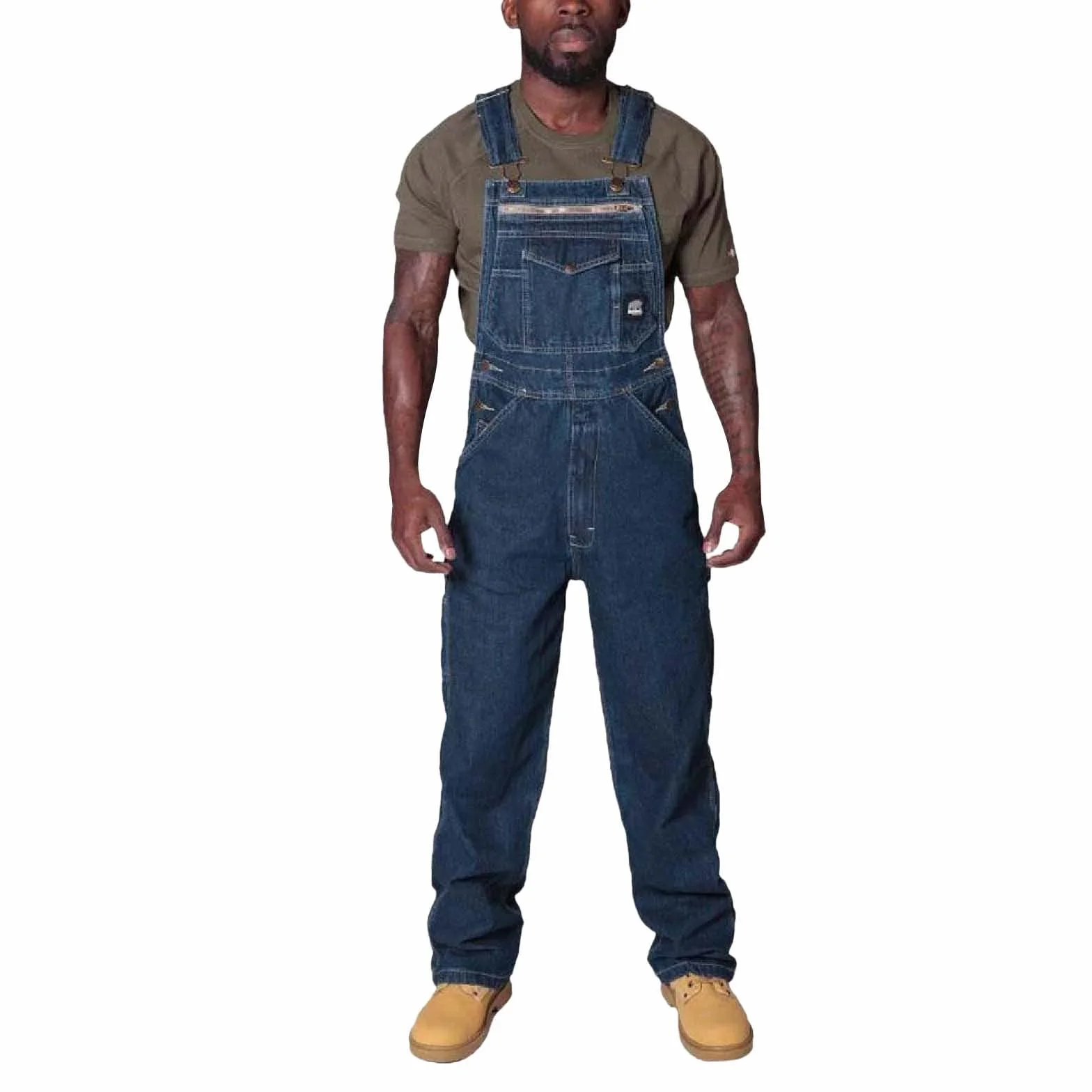 Mono de trabajo peto vaquero para hombre, tirantes ajustables, varios bolsillos para herramientas, corte holgado