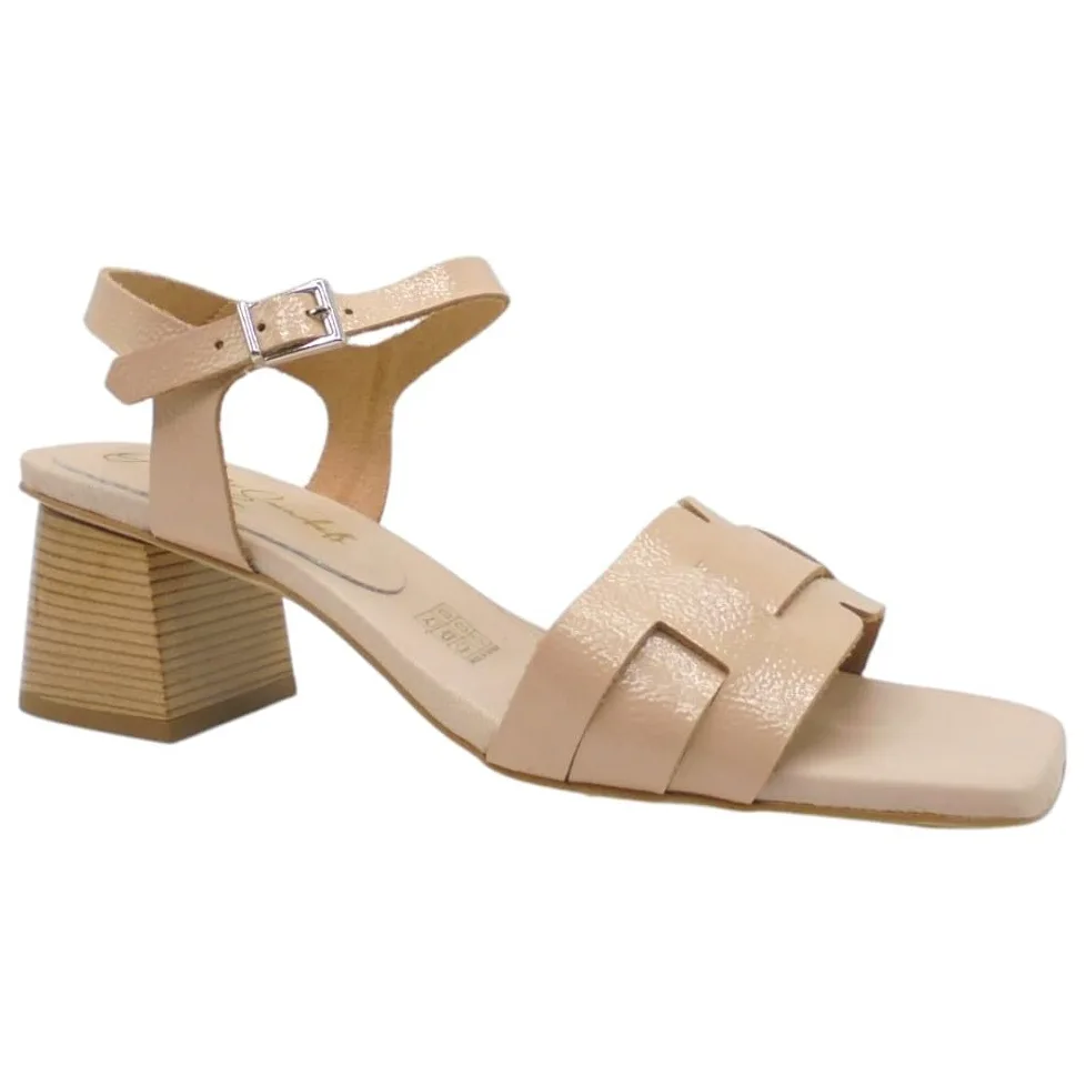 Oh! My Sandals - 5360 Sandalia de Vestir para Mujer con Tacón Medio Ancho de 5 cm, Piel Grabada y Cierre de Hebilla – Elegante y Cómoda para: Mujer