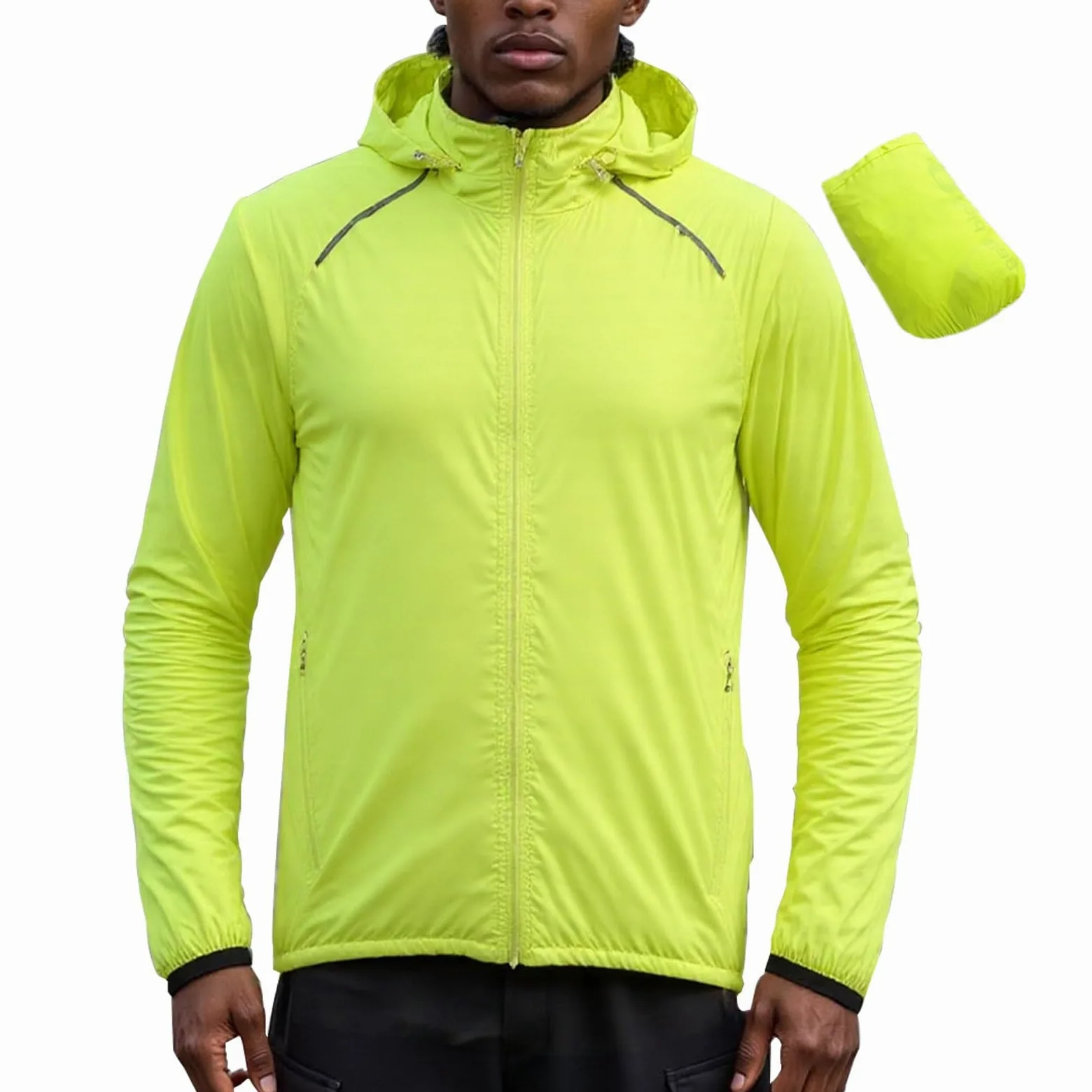 Chaqueta Impermeable Ciclismo Running Para Hombre,Reflectante,Plegable,Transpirable,Ligera
