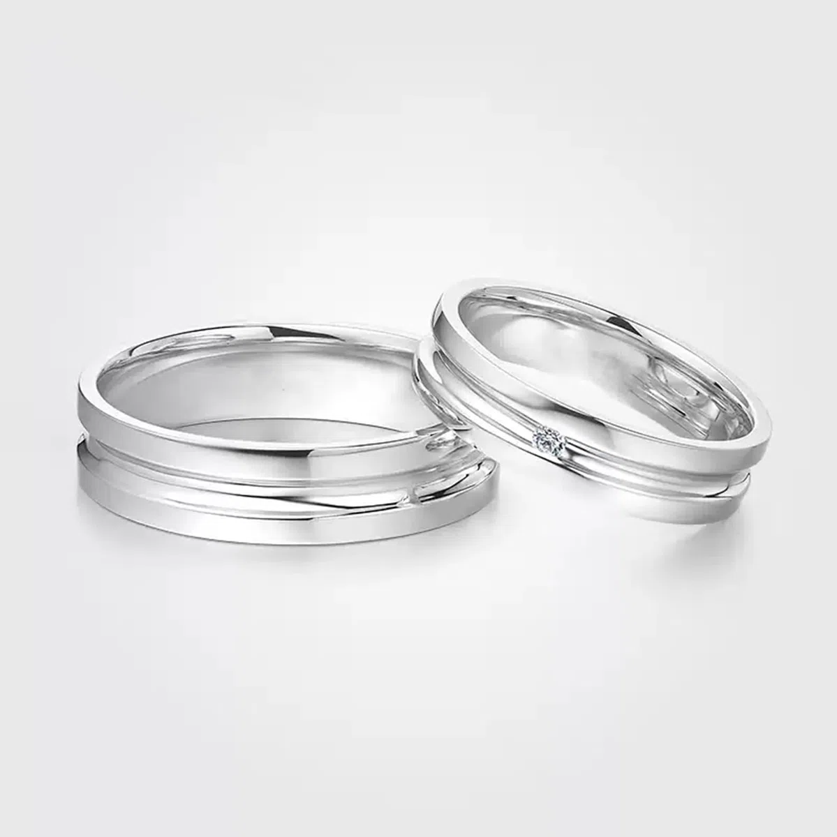 Wycian Anillos de Promesa Hombre Anillos Mujer Plata Oro Blanco de 14 Quilates Polaco Talla 16 Sólido No Chapado Simple para Tía Día de La Madre Joyas