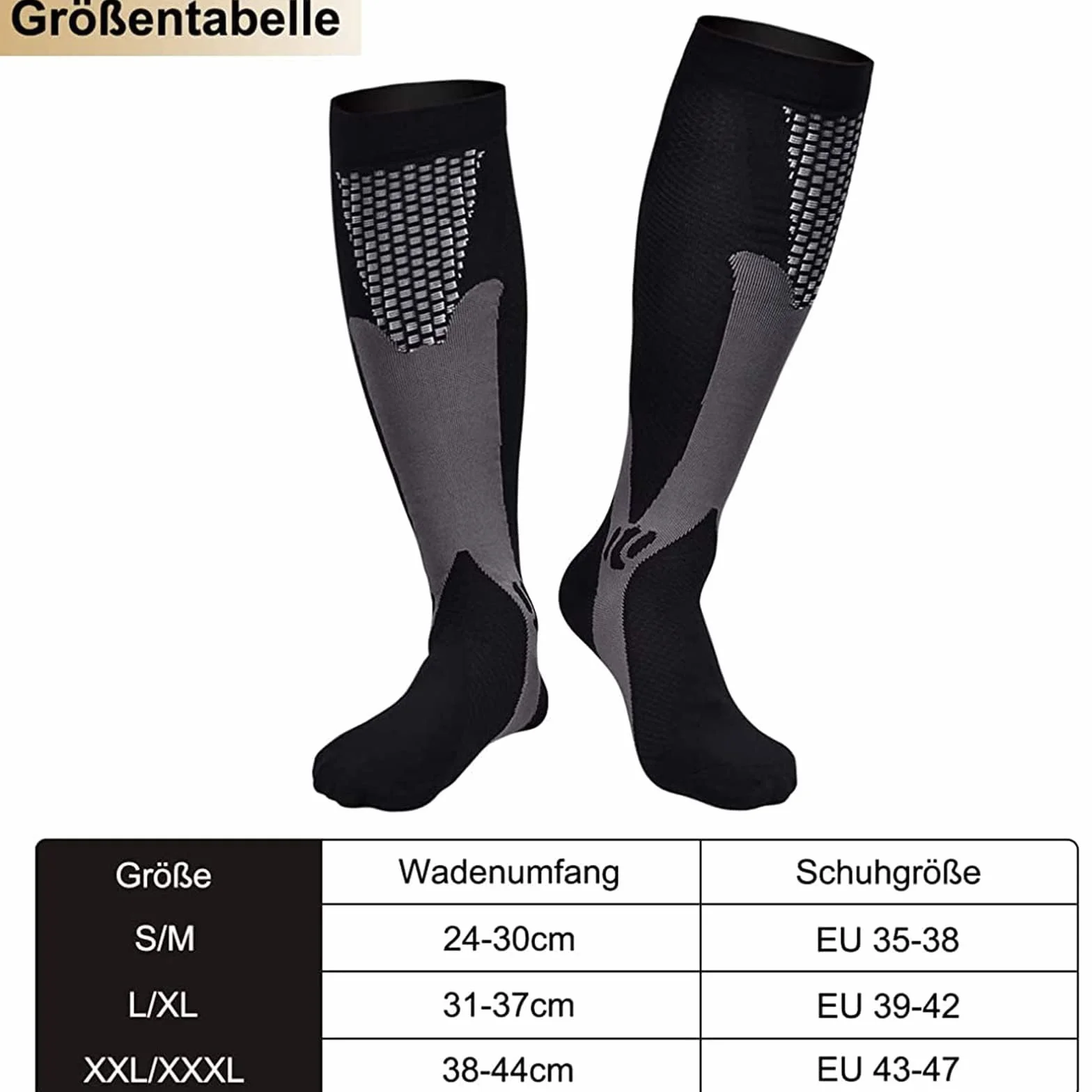 Medias de Compresión para Hombre, Calcetines de Soporte con Elástico para Deportes, Viajes, Fitness