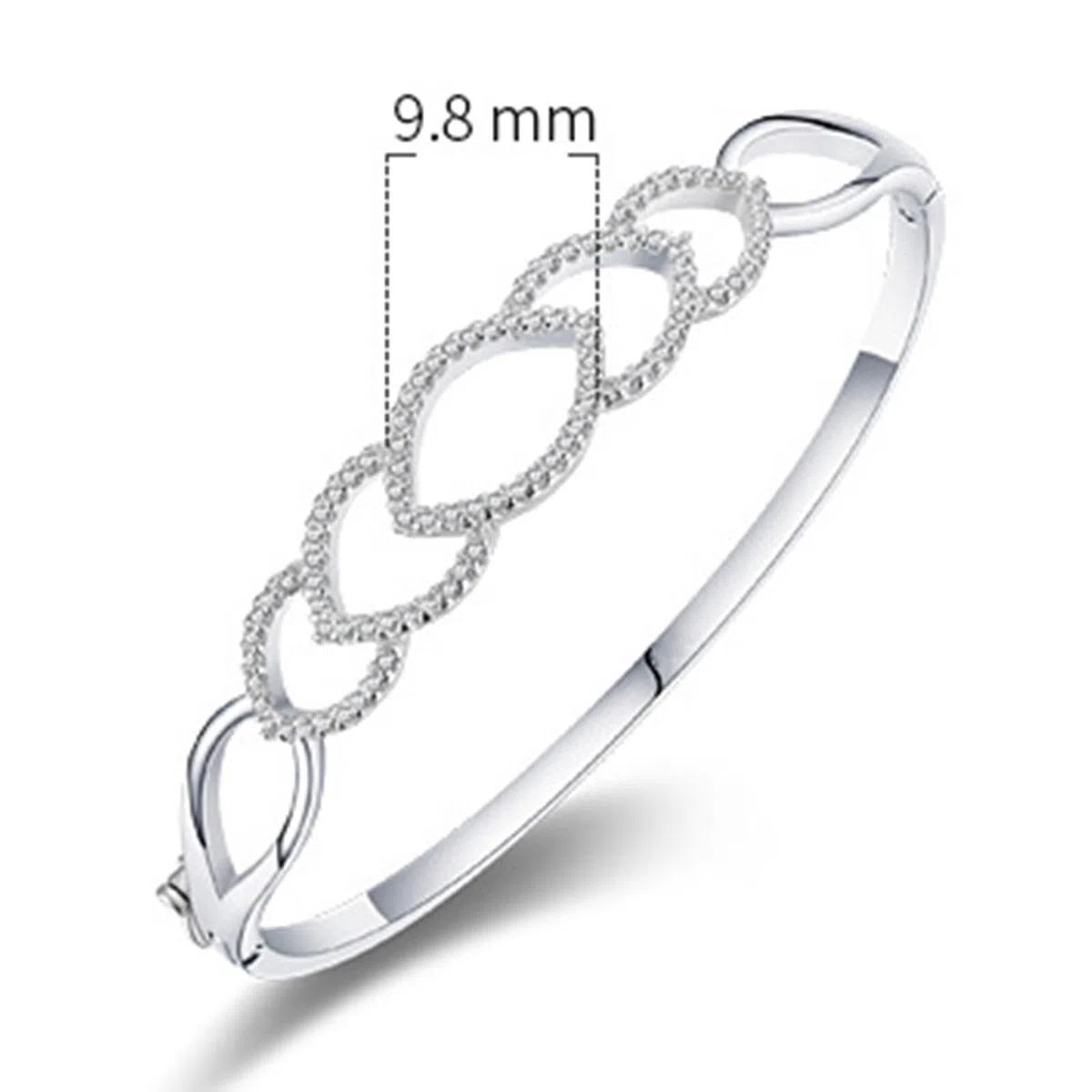 Pulseras huecas de mejor amiga para mujer con moissanita, pulseras para parejas, oro blanco de 9K/14K/18K/Pt950, 17CM, Oro blanco, Moissanite