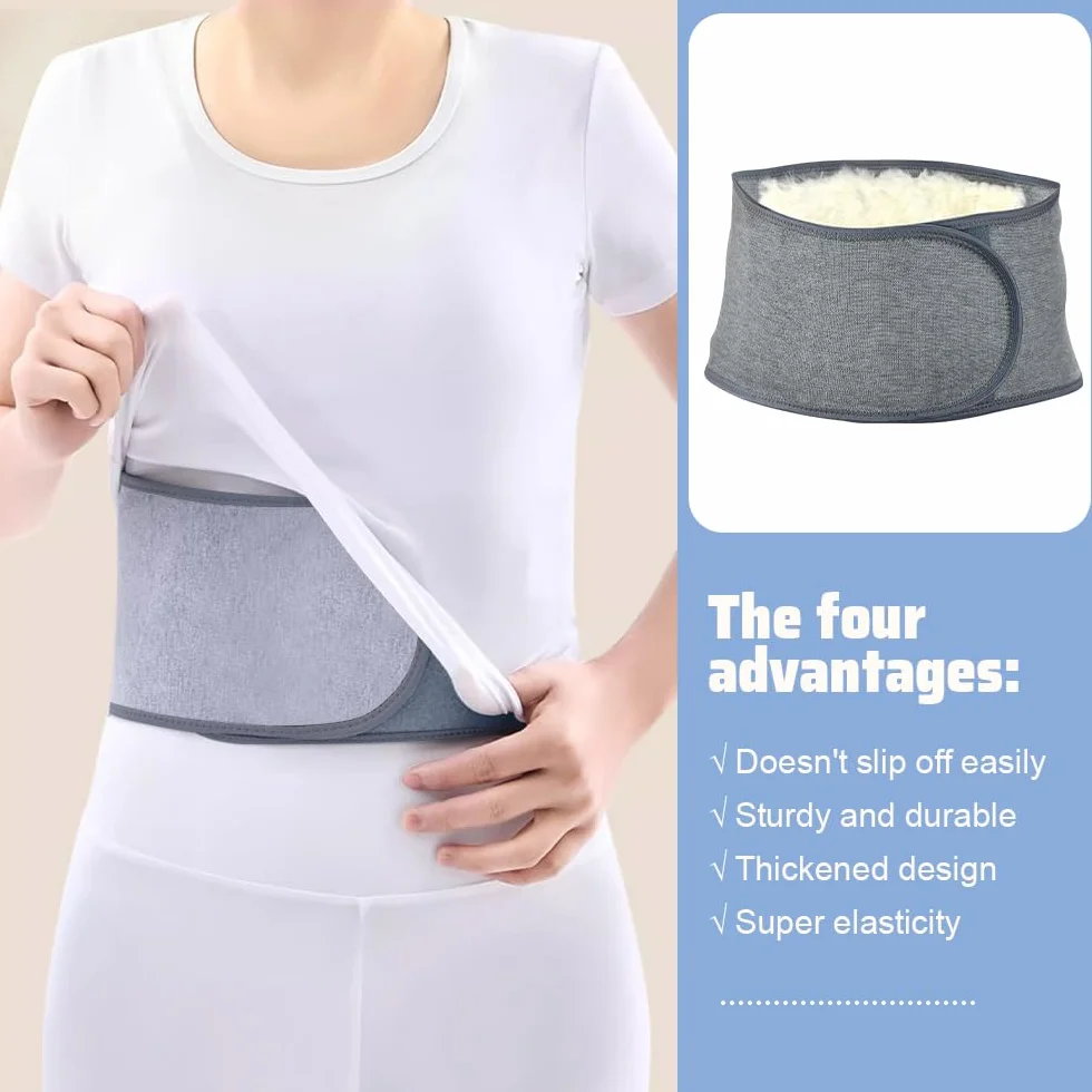 NAROSEBE Unisex Calentador de Cintura Faja Lumbar Calentador de Cintura de Cachemira Cinturón Lumbar Mujer Cinturón Invierno Calentado de Lana Cinturón de Punto (Gris (con terciopelo))