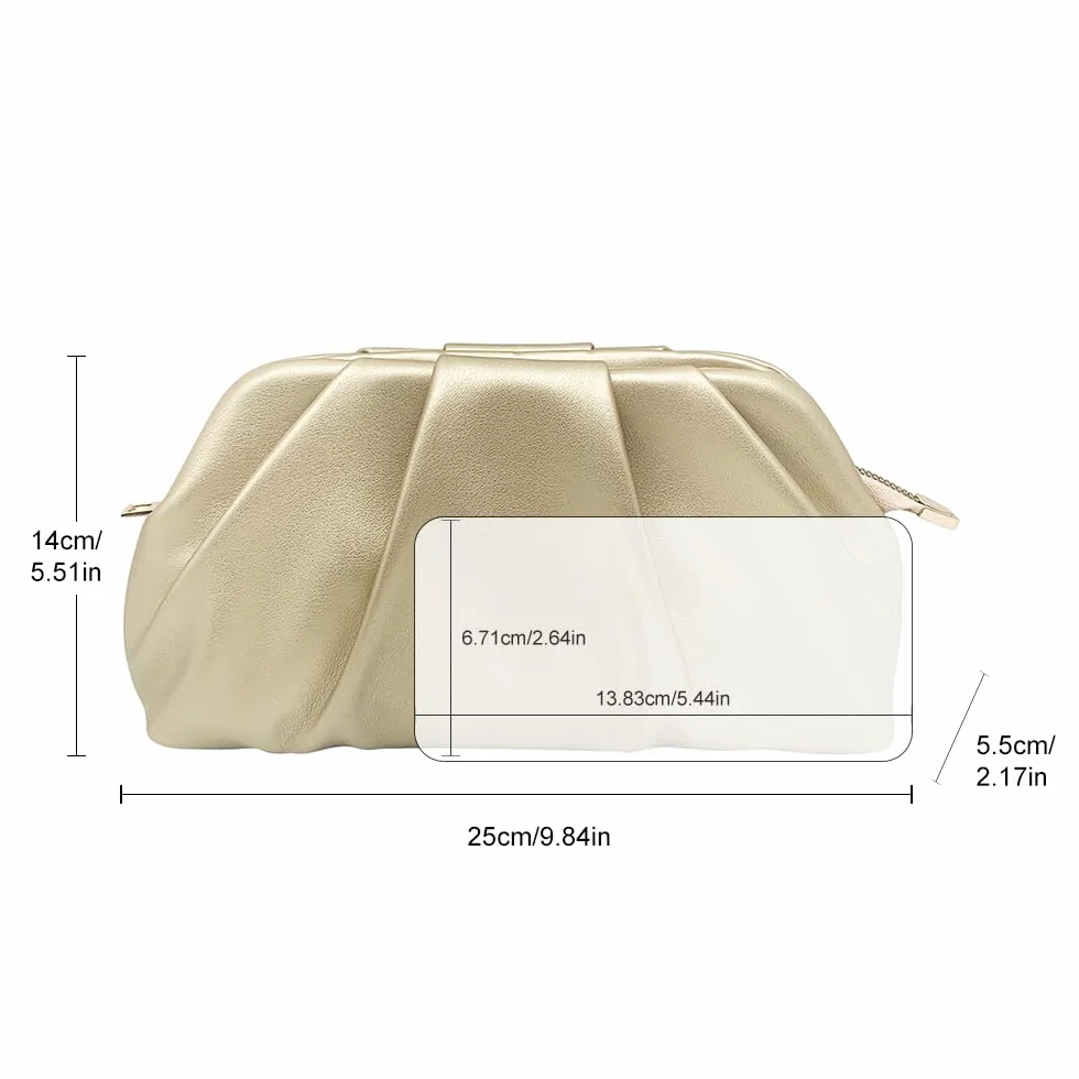 Pahajim Bolsos de Fiesta Clutch Bolso de Mano para Mujer PU Piel con Cadena Desmontable Bolsos Ceremonia Bandolera para Bodas, Cenas, Eventos