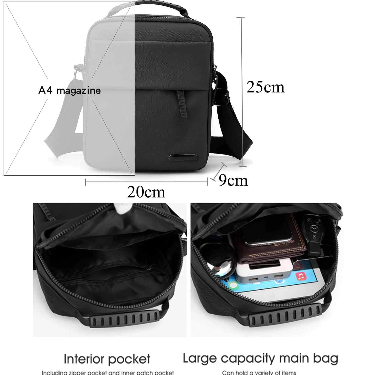Bandoleras Hombre Bolso de Hombro Bolsas de Mensajero de Negocios Bolso de Mano Mariconeras para Hombres Moda Crossbody Bag Shoulder Casual