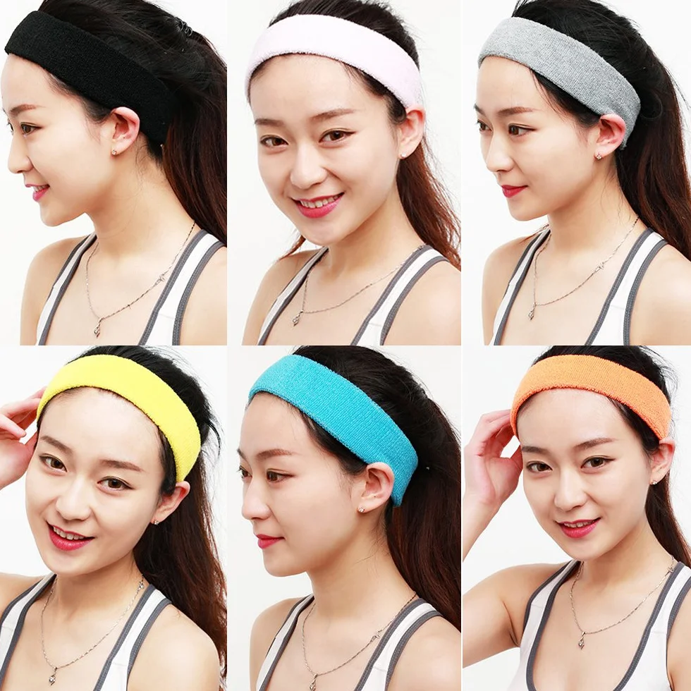 Linwnil 6Pcs Headband Sports Moisture Wicking Cotton Terry Cloth Sweatband for Tennis Basketball Running Gym