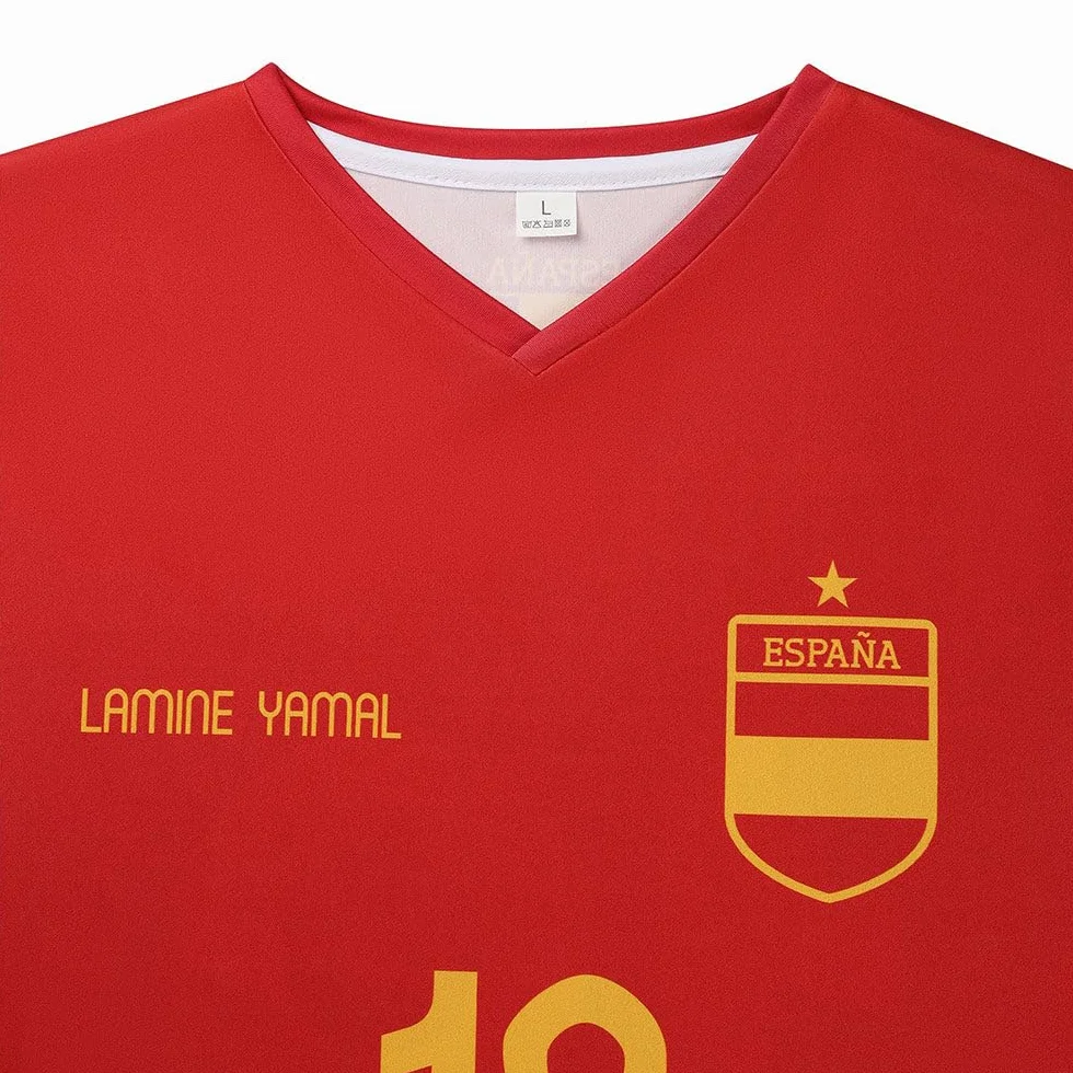 Camiseta Lamine Yamal Niño y Adultos - Camiseta de Fútbol España - Equipación de fútbol - Chico - Ropa de Futbol - Talla 116