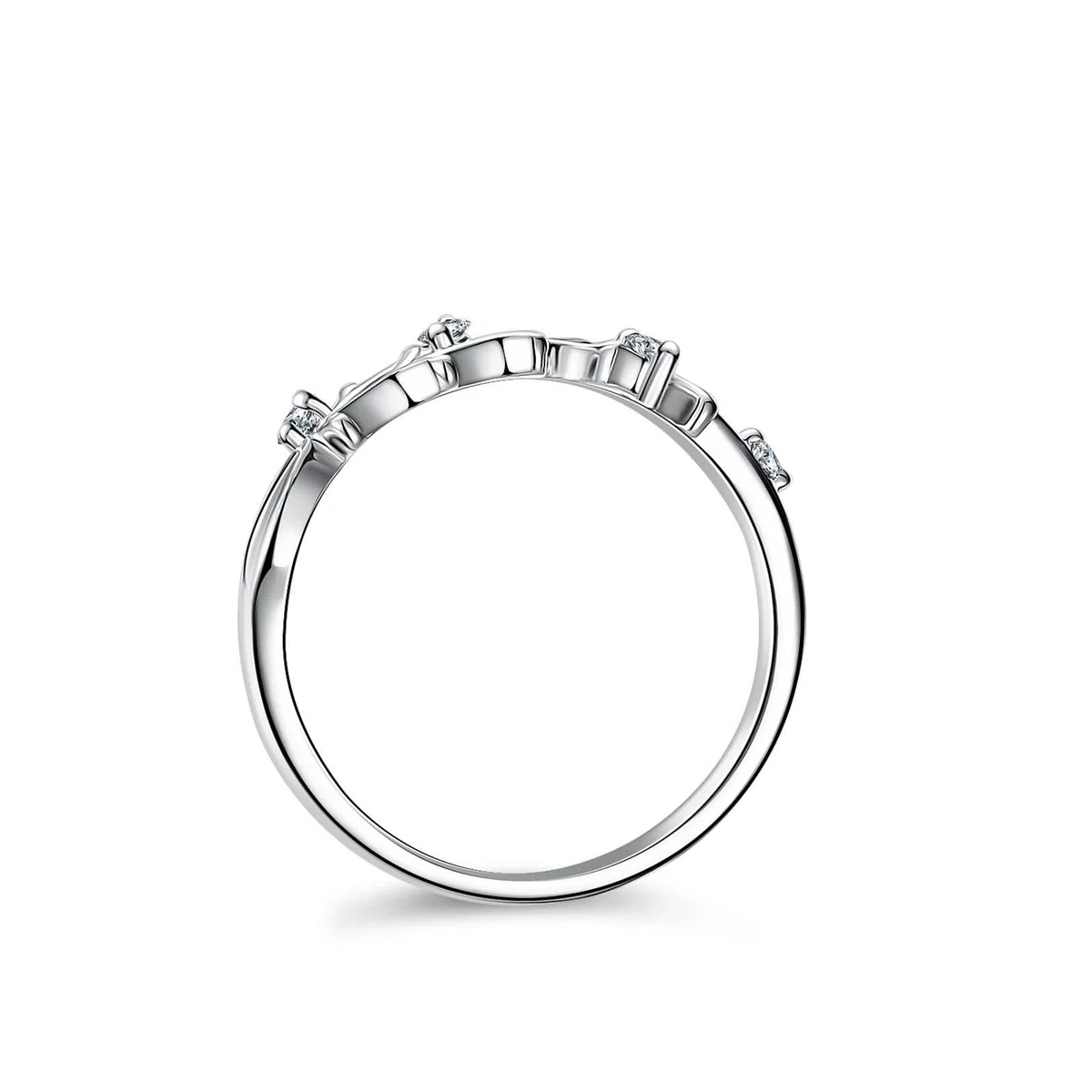 Anillo para mujer con moissanita, plata de 14 quilates, oro blanco, talla 58 (18,5)