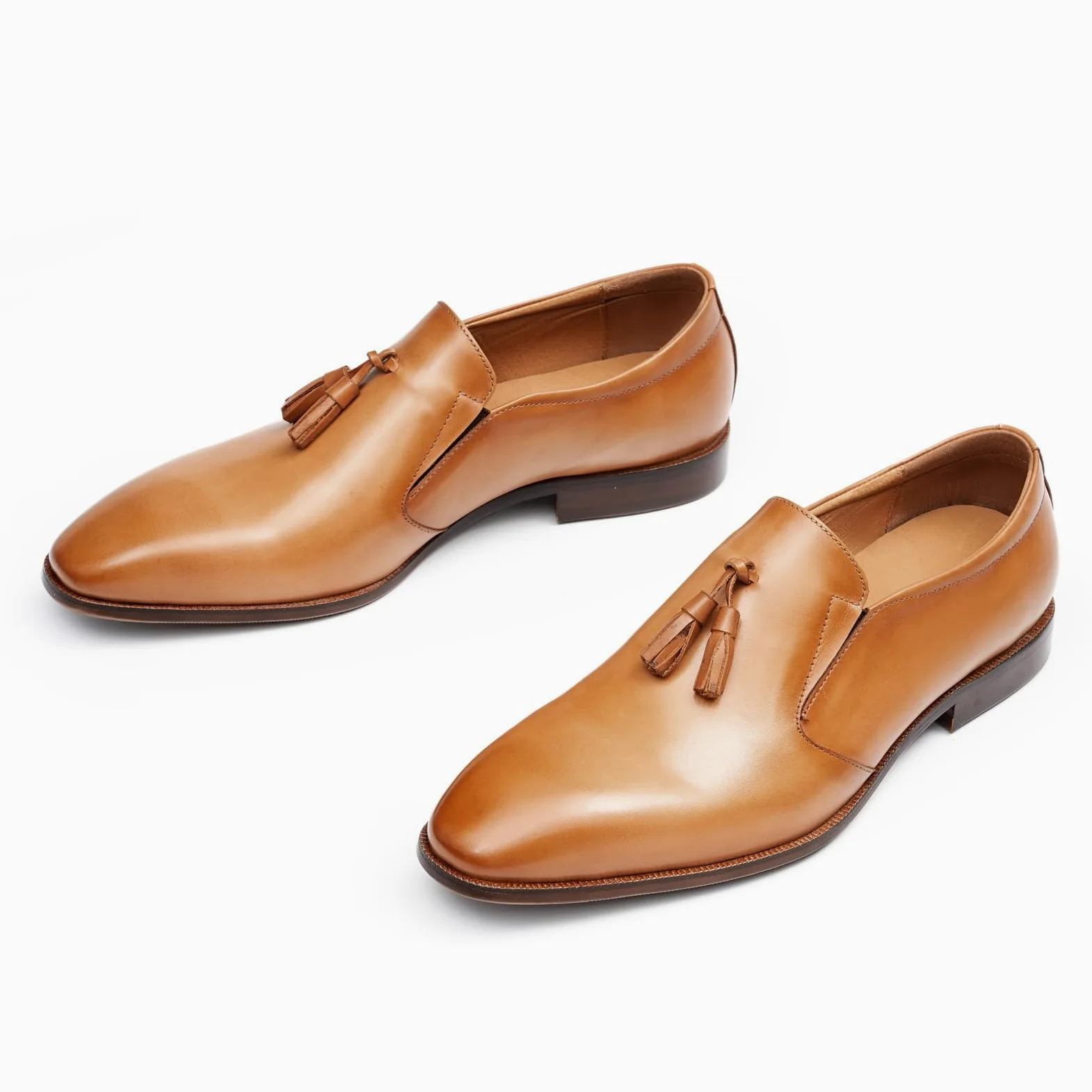 Mocasines Casuales con Borlas para Hombre Zapatos Bajos Slip On en Cuero Genuino