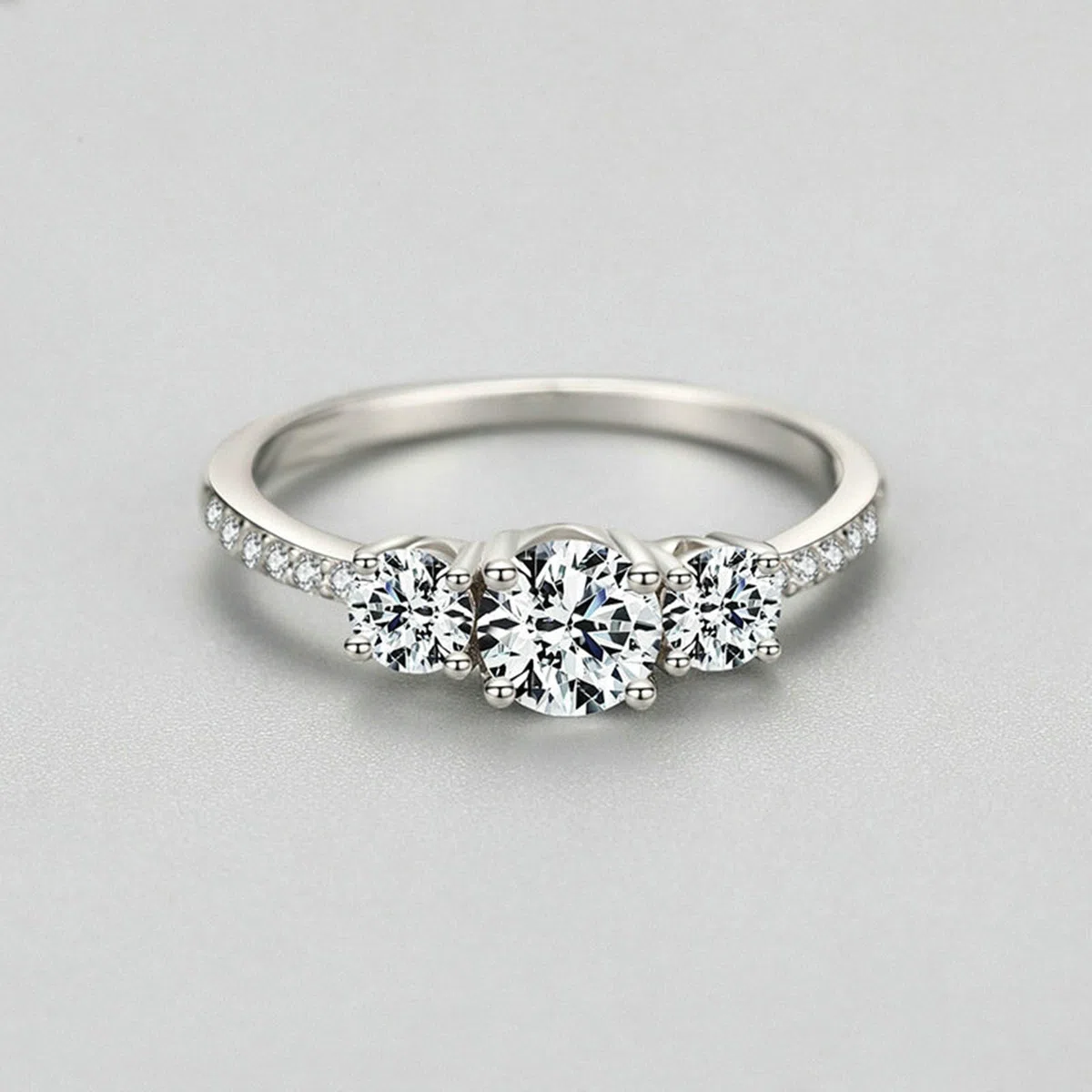 Alianzas de boda, de oro auténtico, con Moissanite, oro blanco, elegantes, para mujer