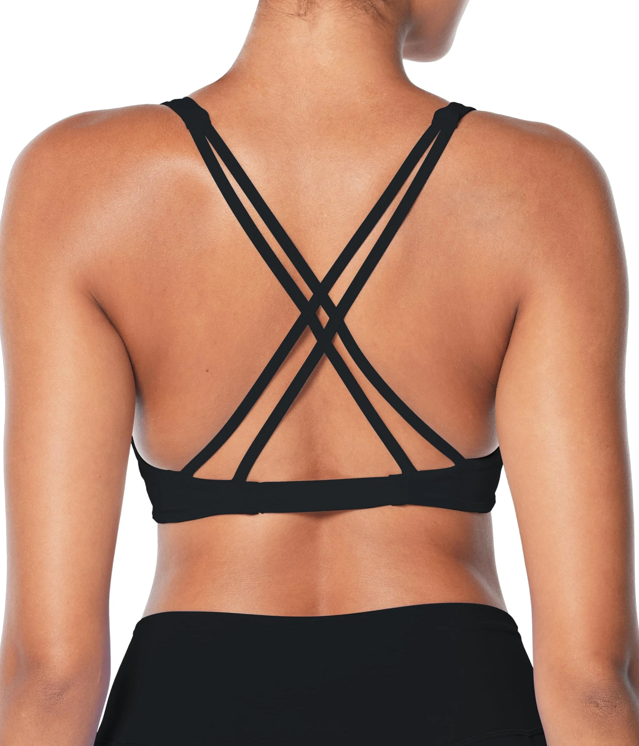 Sunzel Sujetador deportivo con cuello en V para mujer, de bajo impacto, con almohadillas extraíbles, tirantes cruzados, espalda descubierta, para salir, casual, acolchado