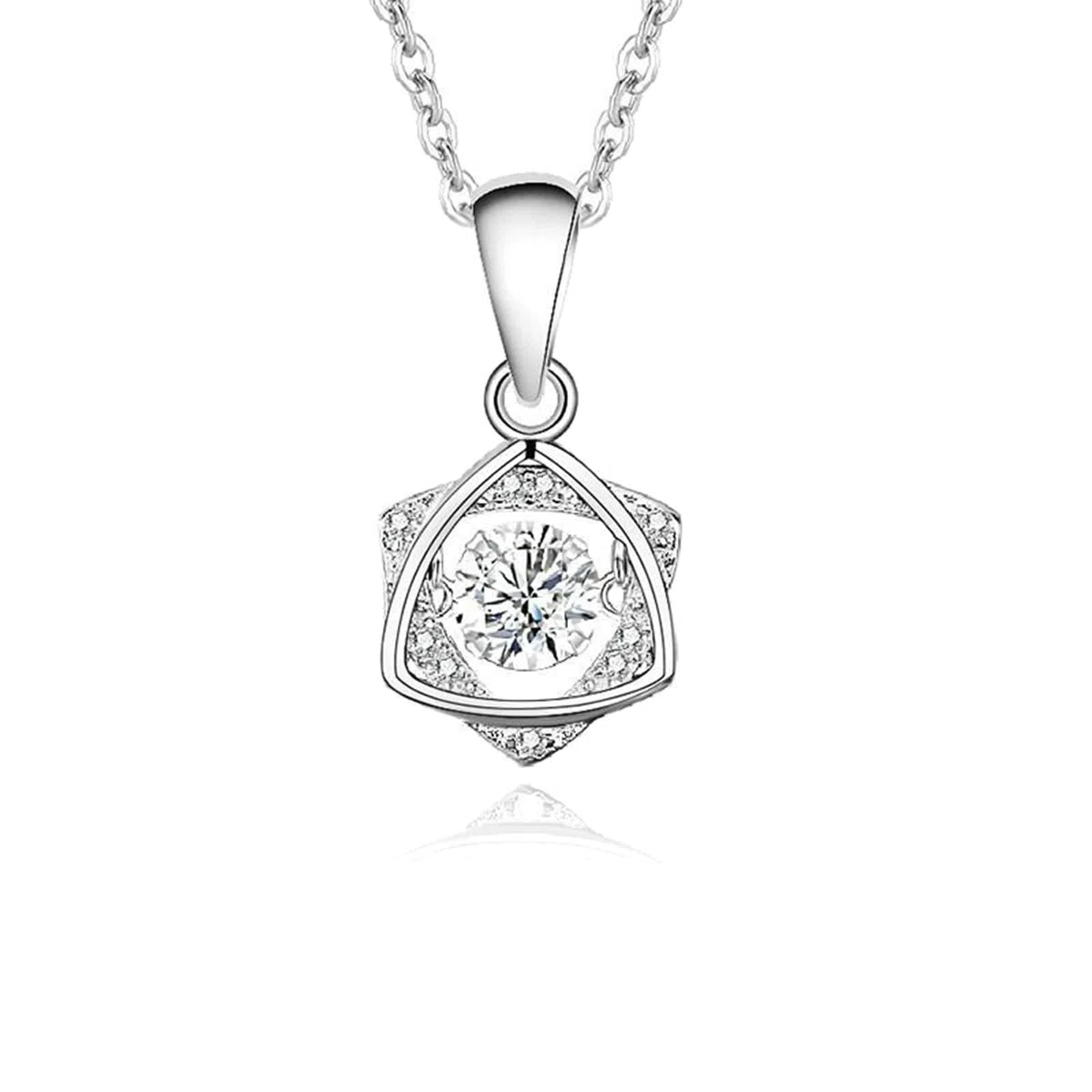 Collares de topacio azul con diamantes para mujer, collar de cadena para mujer, no se deslustra, ajuste flotante, hexagrama, diamante de oro blanco de 18 quilates